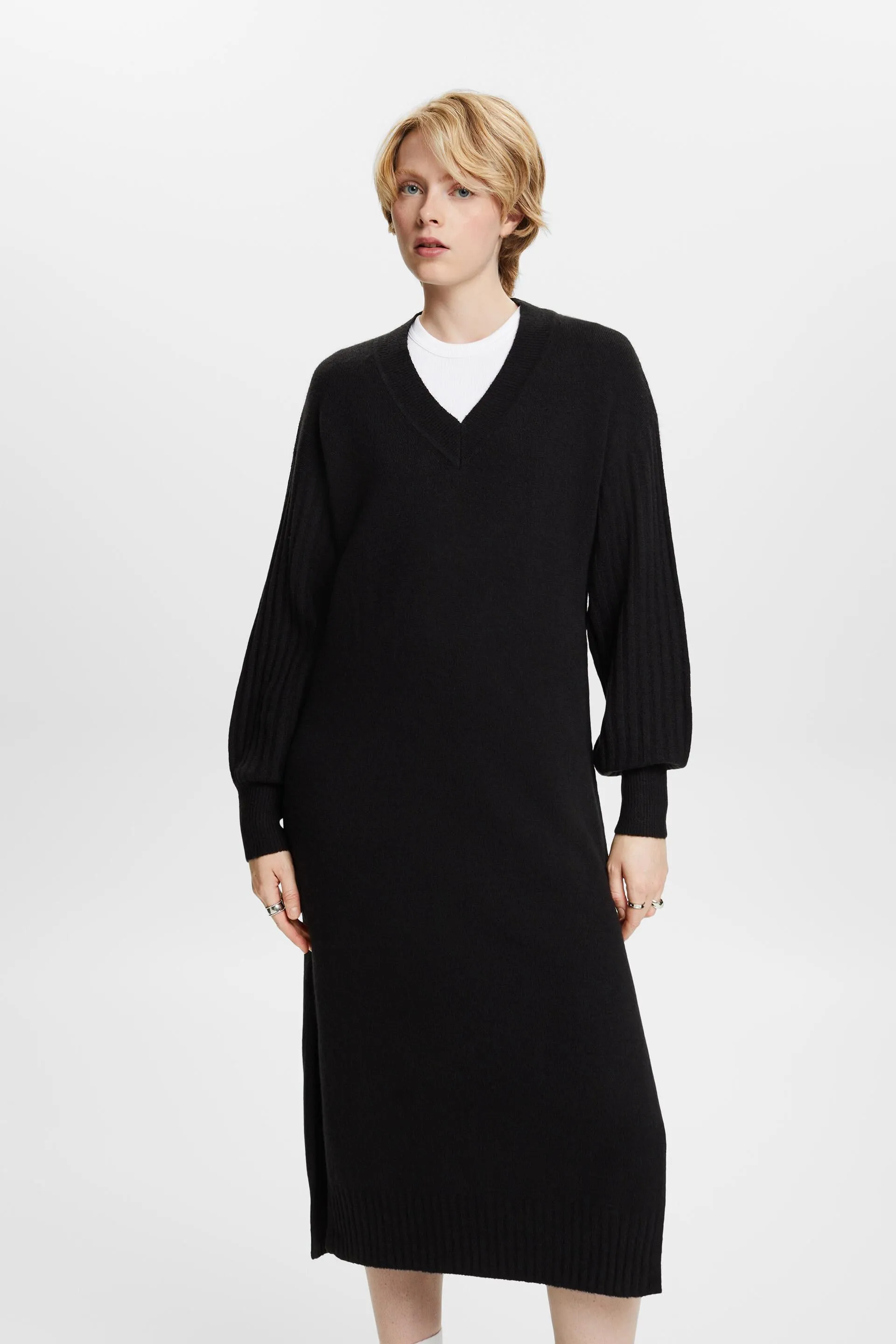 Abito midi a maglia in misto lana