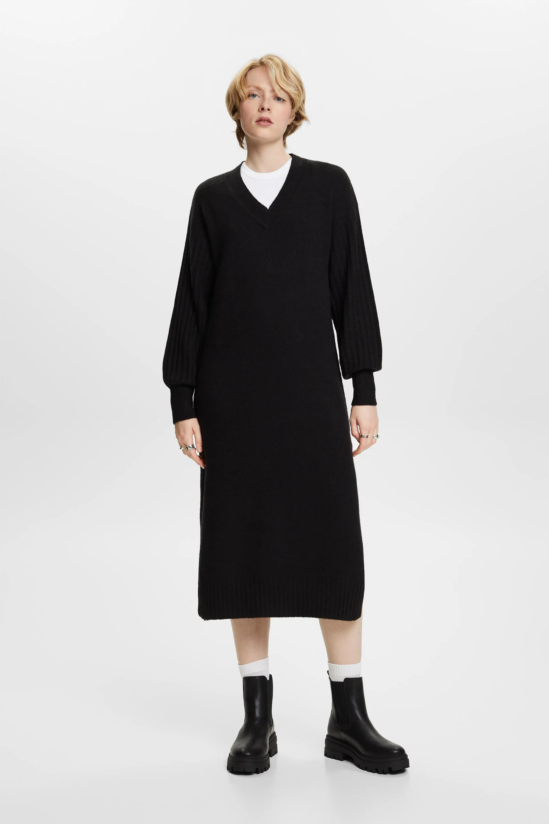 Abito midi a maglia in misto lana