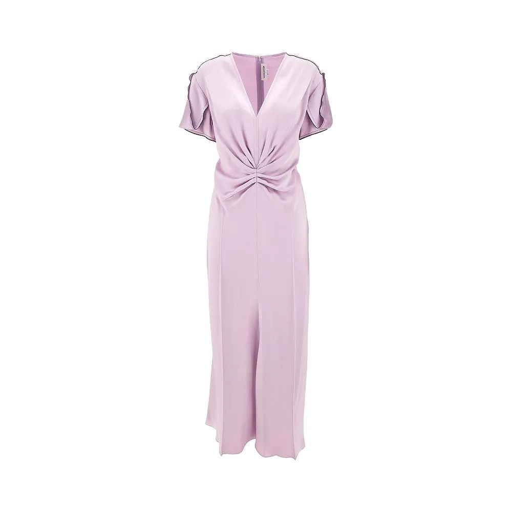 Abito midi drappeggiato in crepe satin