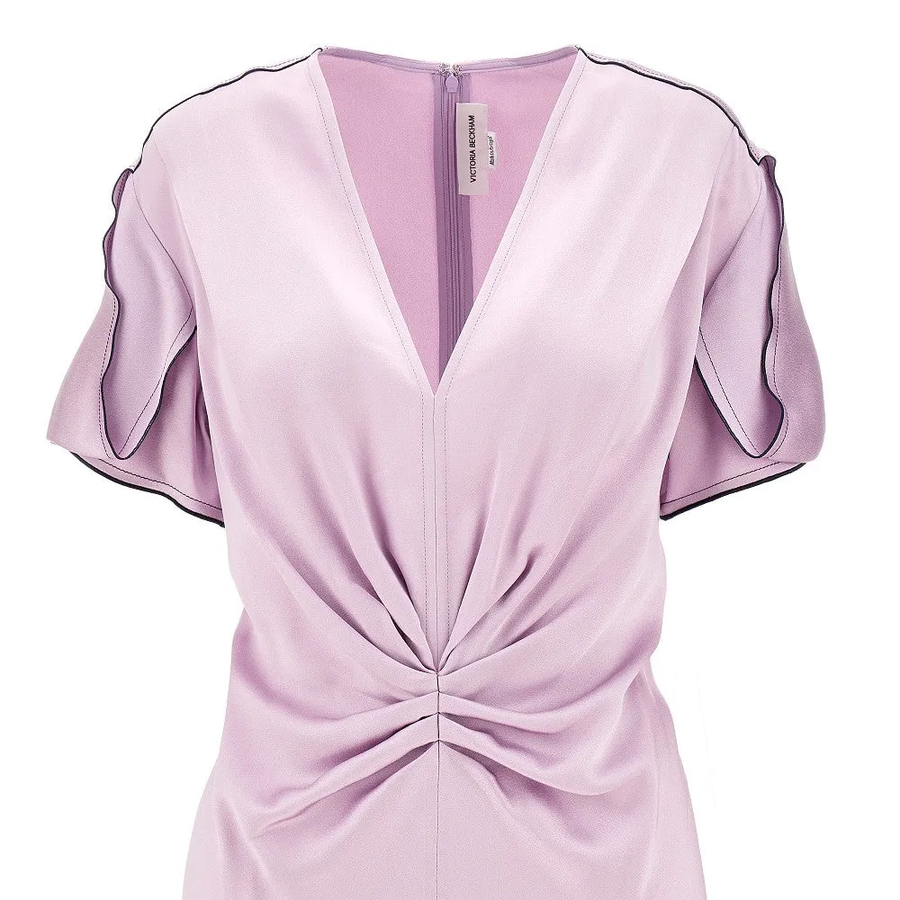 Abito midi drappeggiato in crepe satin