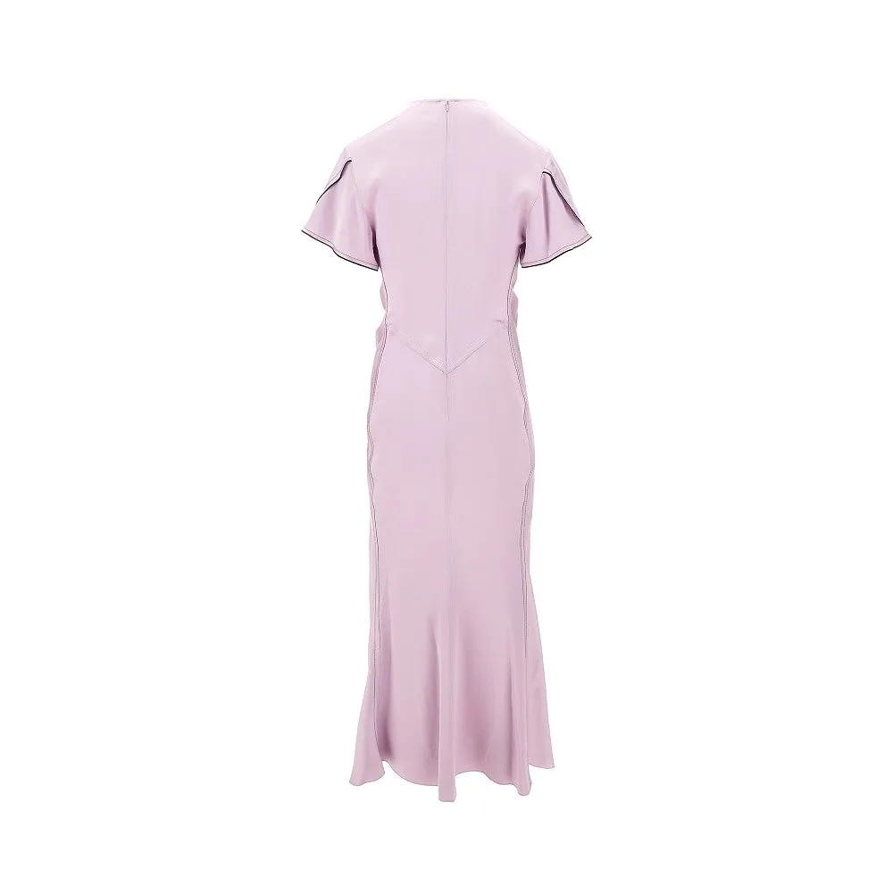 Abito midi drappeggiato in crepe satin