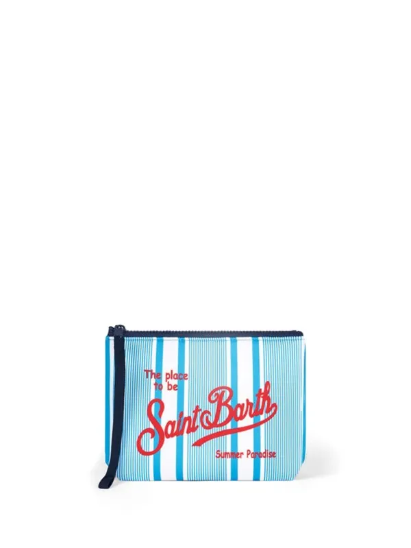 Aline clutch bag with white and blue stripes