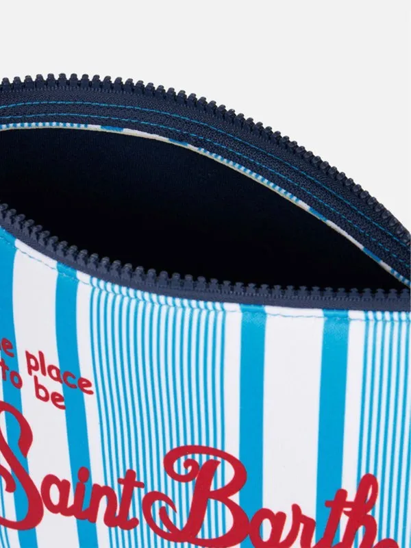 Aline clutch bag with white and blue stripes