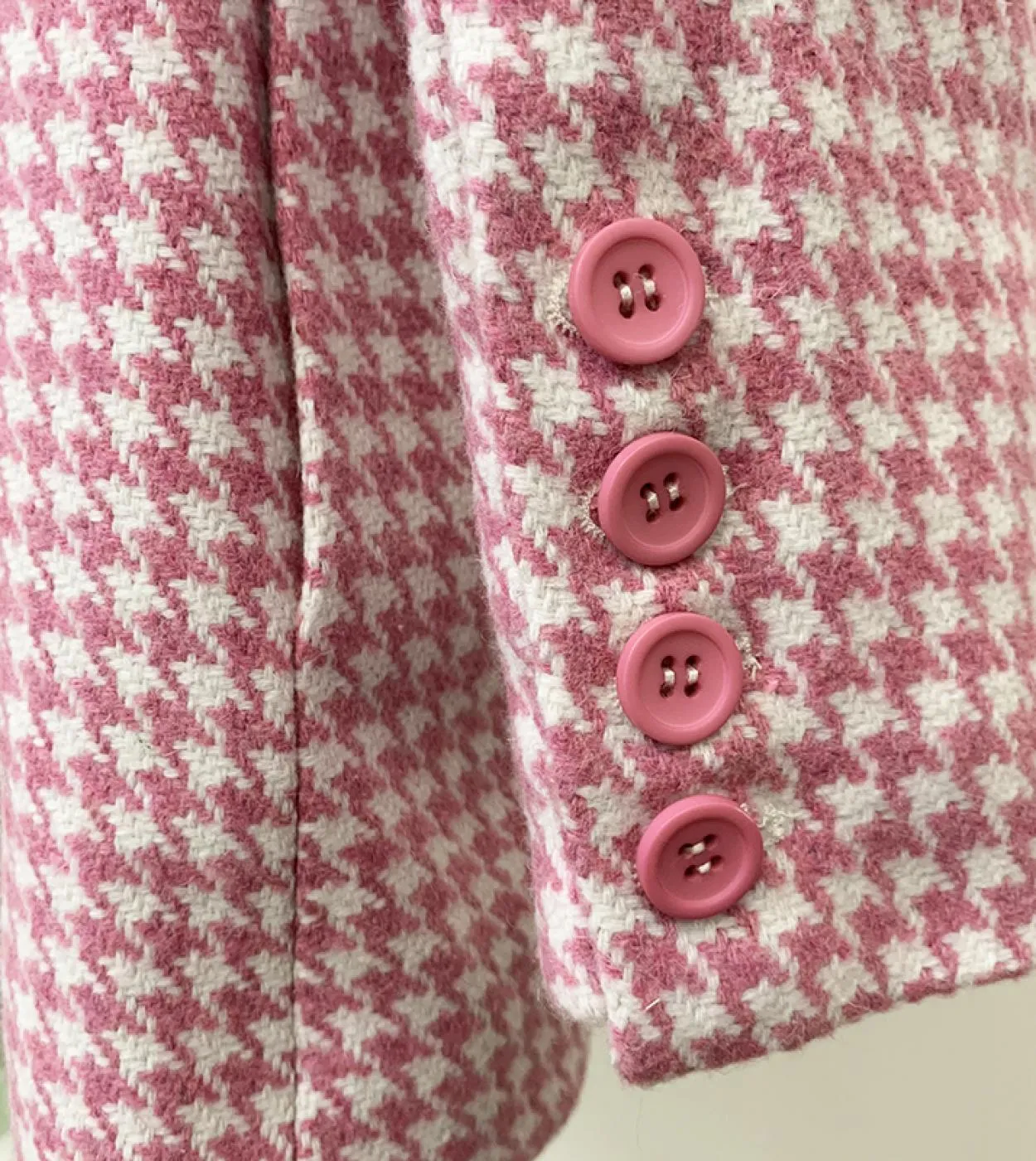 Alta qualità più recente 2022 autunno inverno fashion designer soprabito donna slim fit rosa pied de poule tweed cappotto di lan