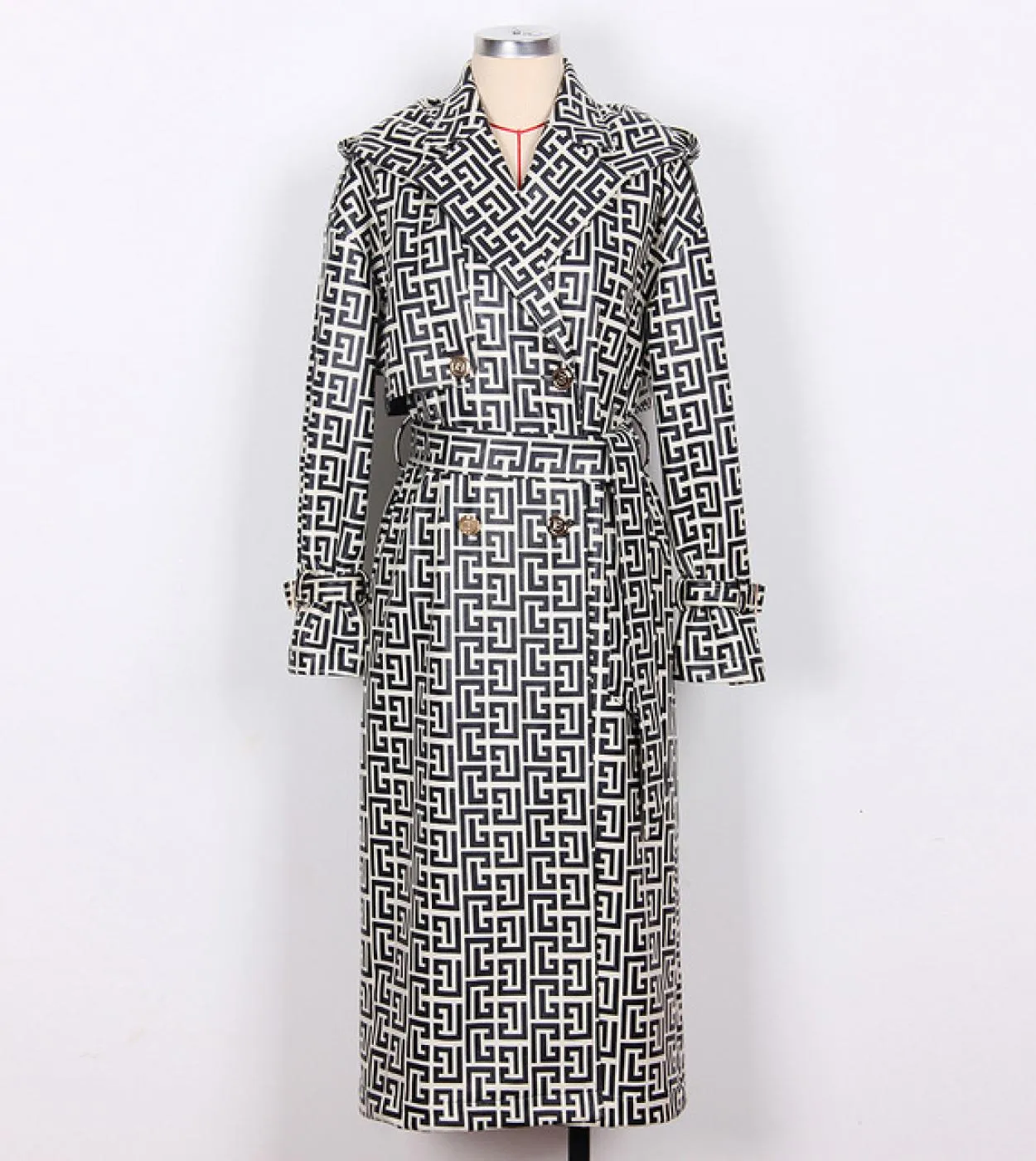 Alta qualità più recente autunno inverno 2022 designer donna monogramma geometrico jacquard con cintura trench soprabito trench