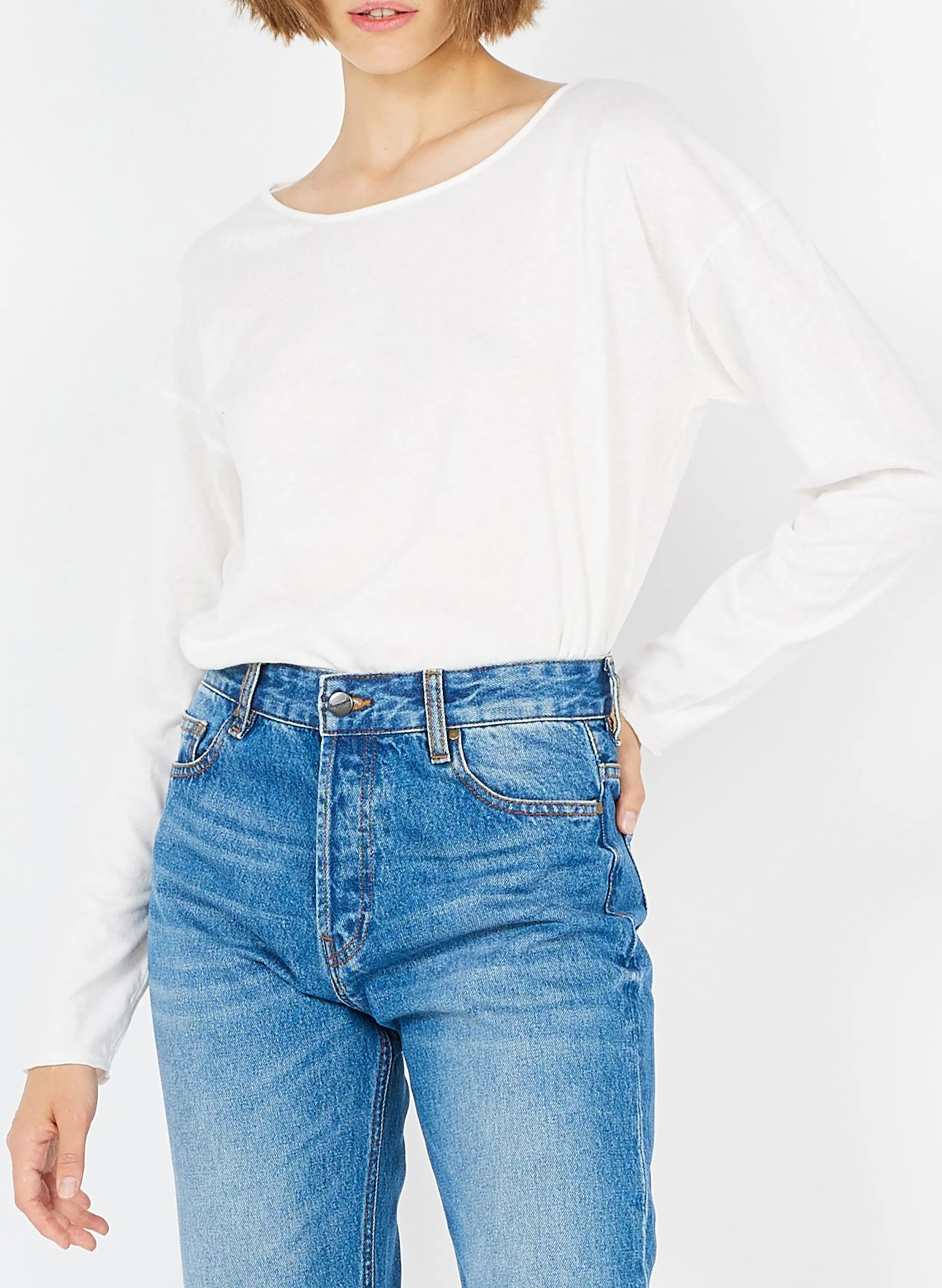  AMERICAN VINTAGE   AKSUN - T-shirt ampia in cotone con collo a barchetta | Bianco