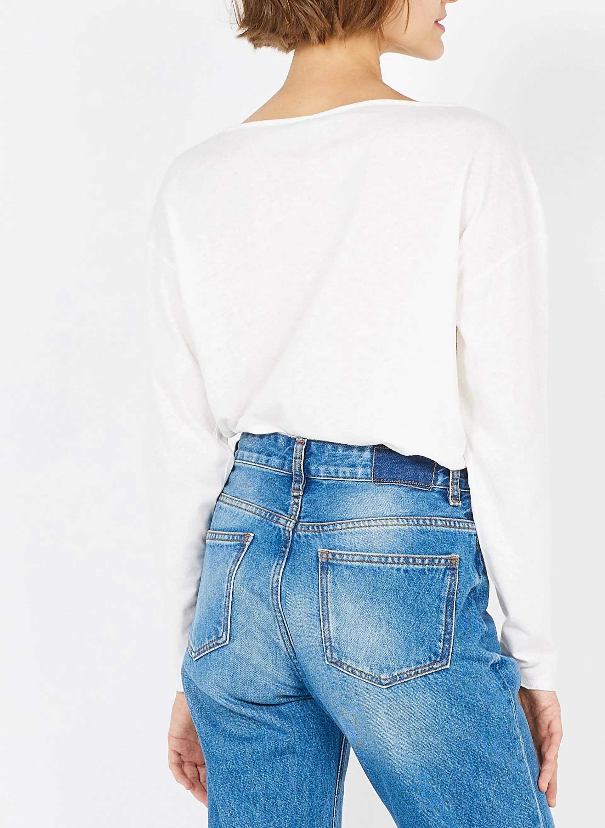  AMERICAN VINTAGE   AKSUN - T-shirt ampia in cotone con collo a barchetta | Bianco