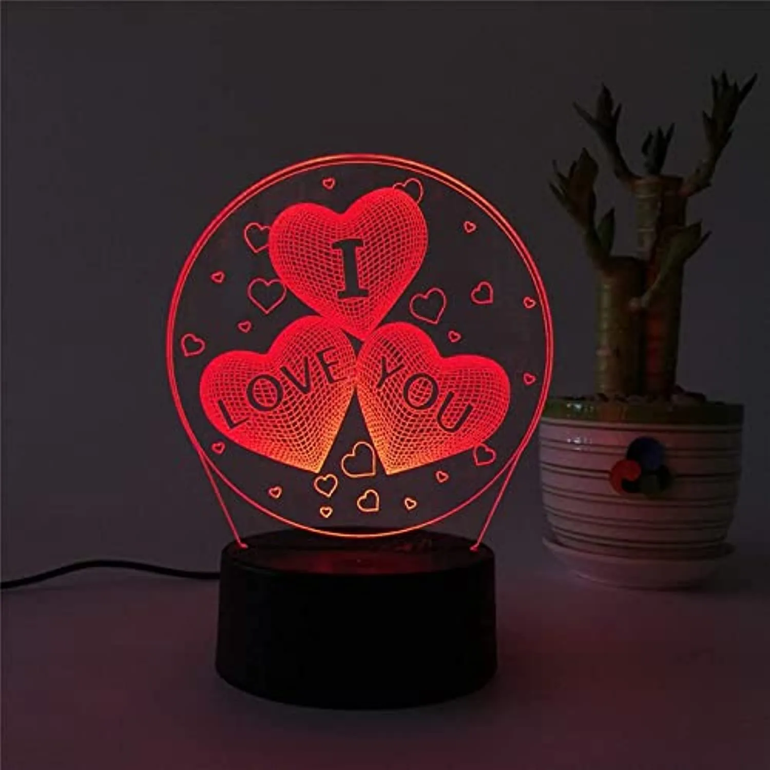 BIEE Ti Amo Cuore LED Lampada da Comodino 3D Illusion Luce Notturna Regalo di San Valentino