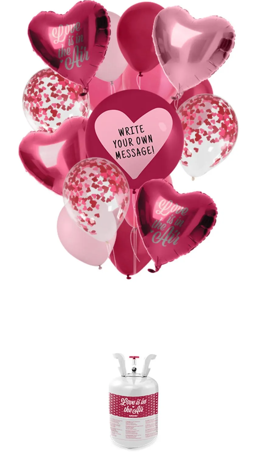 Bombola elio con palloncini San Valentino