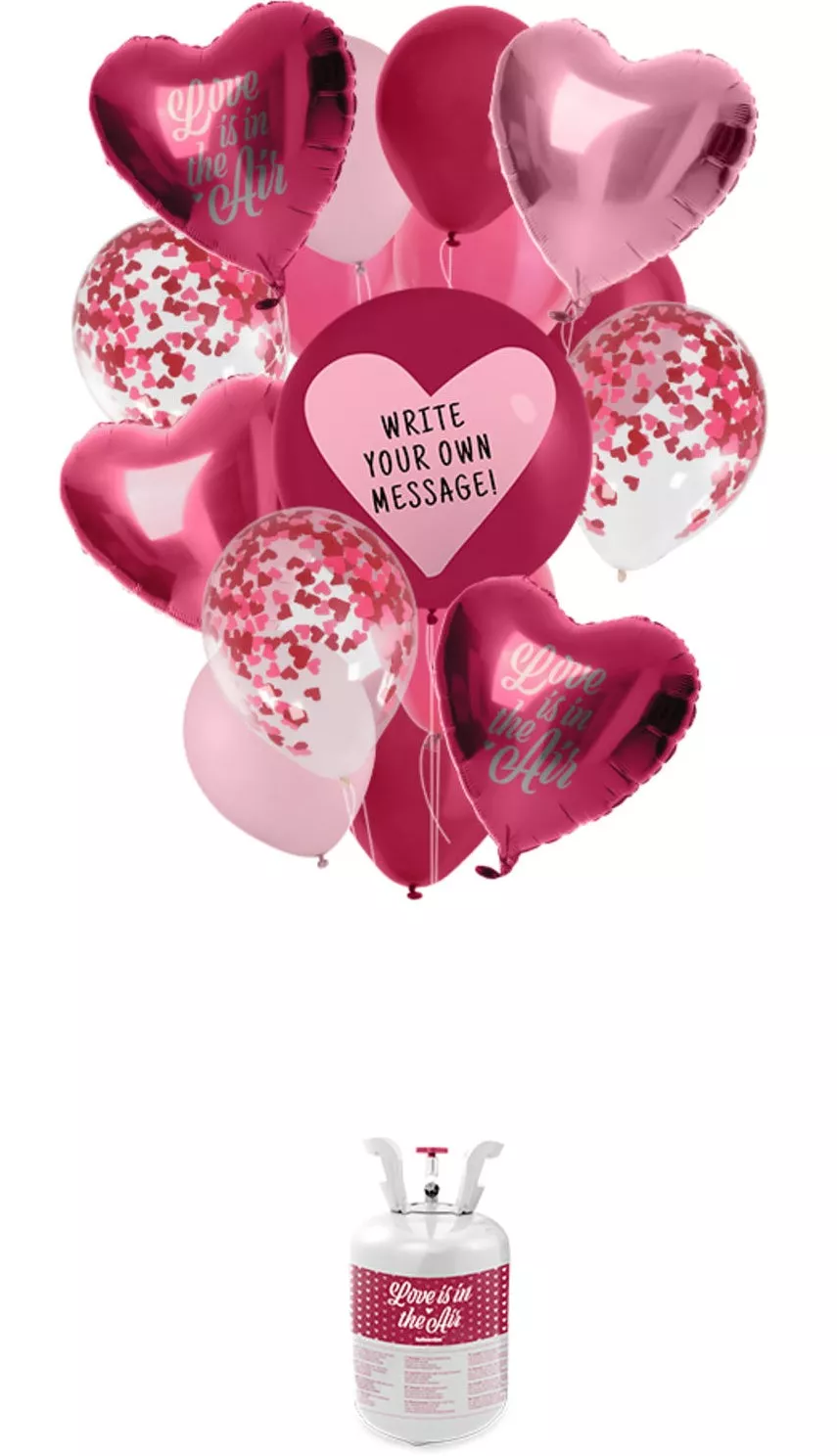 Bombola elio con palloncini San Valentino