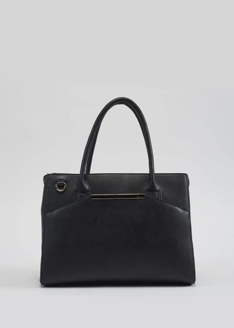 Borsa top handle con placca smaltata