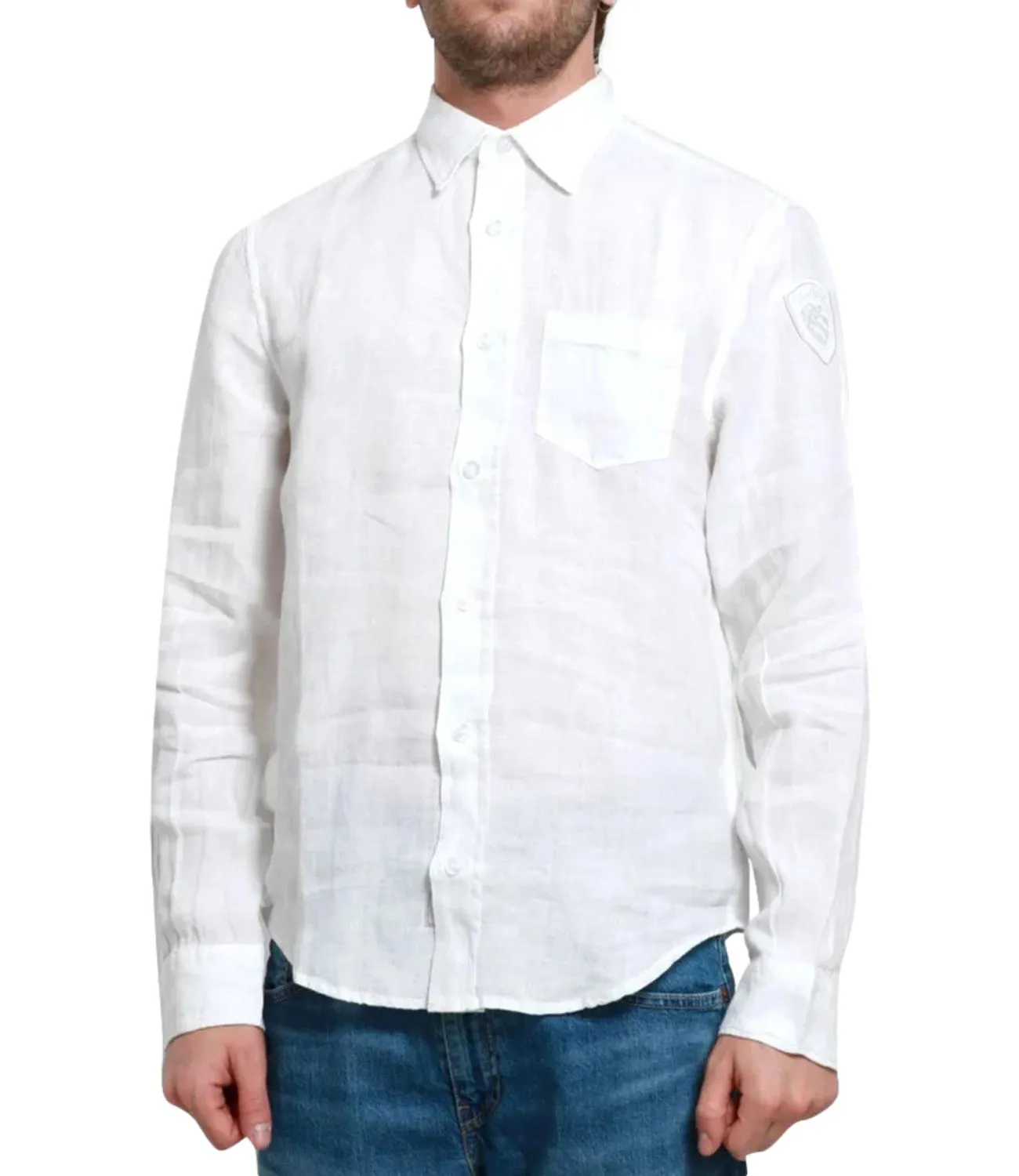 Brand BLAUER Camicia Blauer in lino bianco