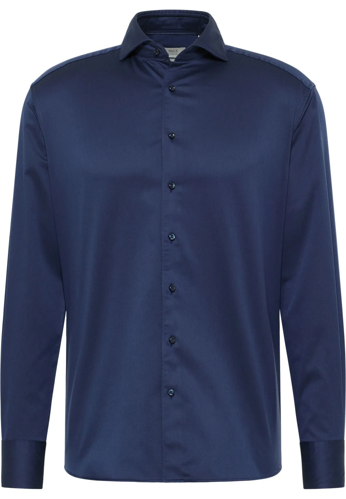 Camicia blu scuro eterna cotone twill ritorto modern fit