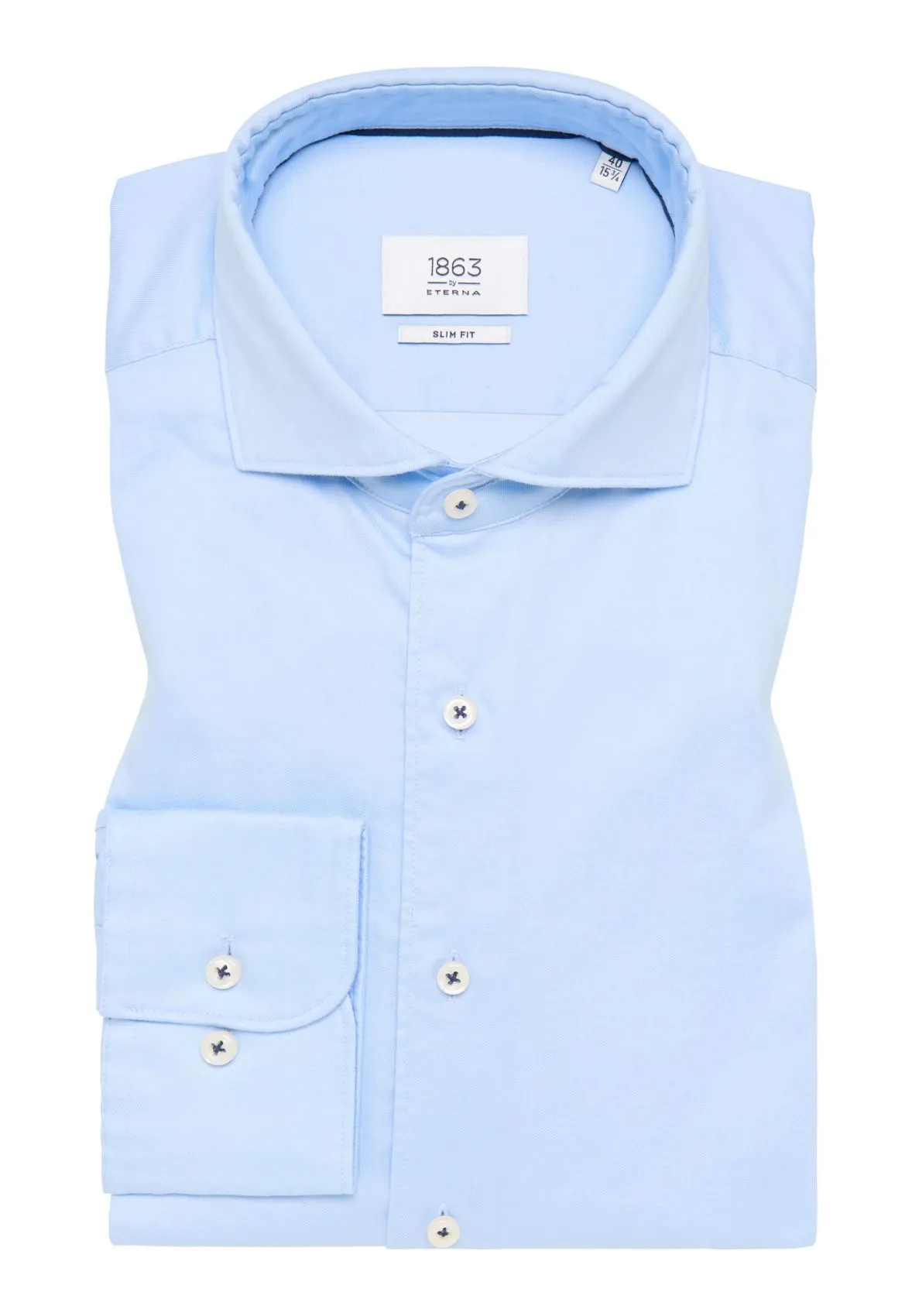 Camicia eterna slim fit celeste in cotone twill ritorto