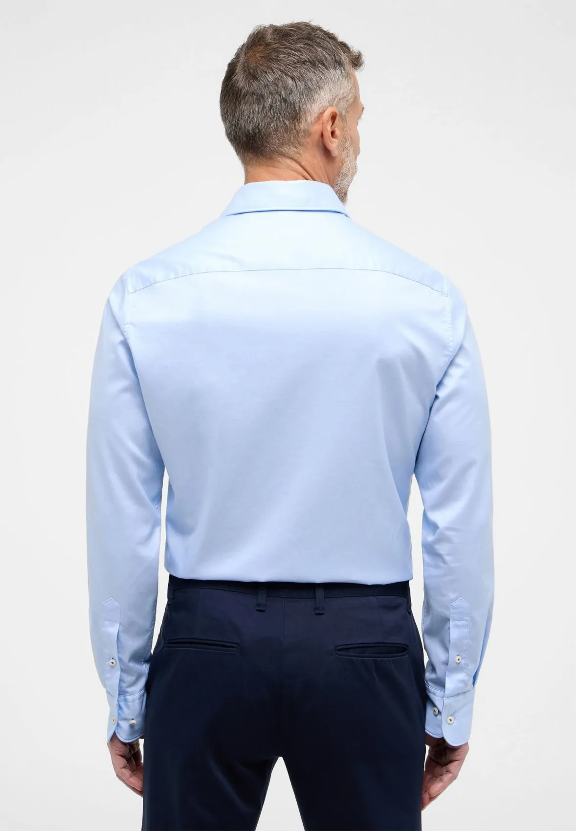 Camicia eterna slim fit celeste in cotone twill ritorto