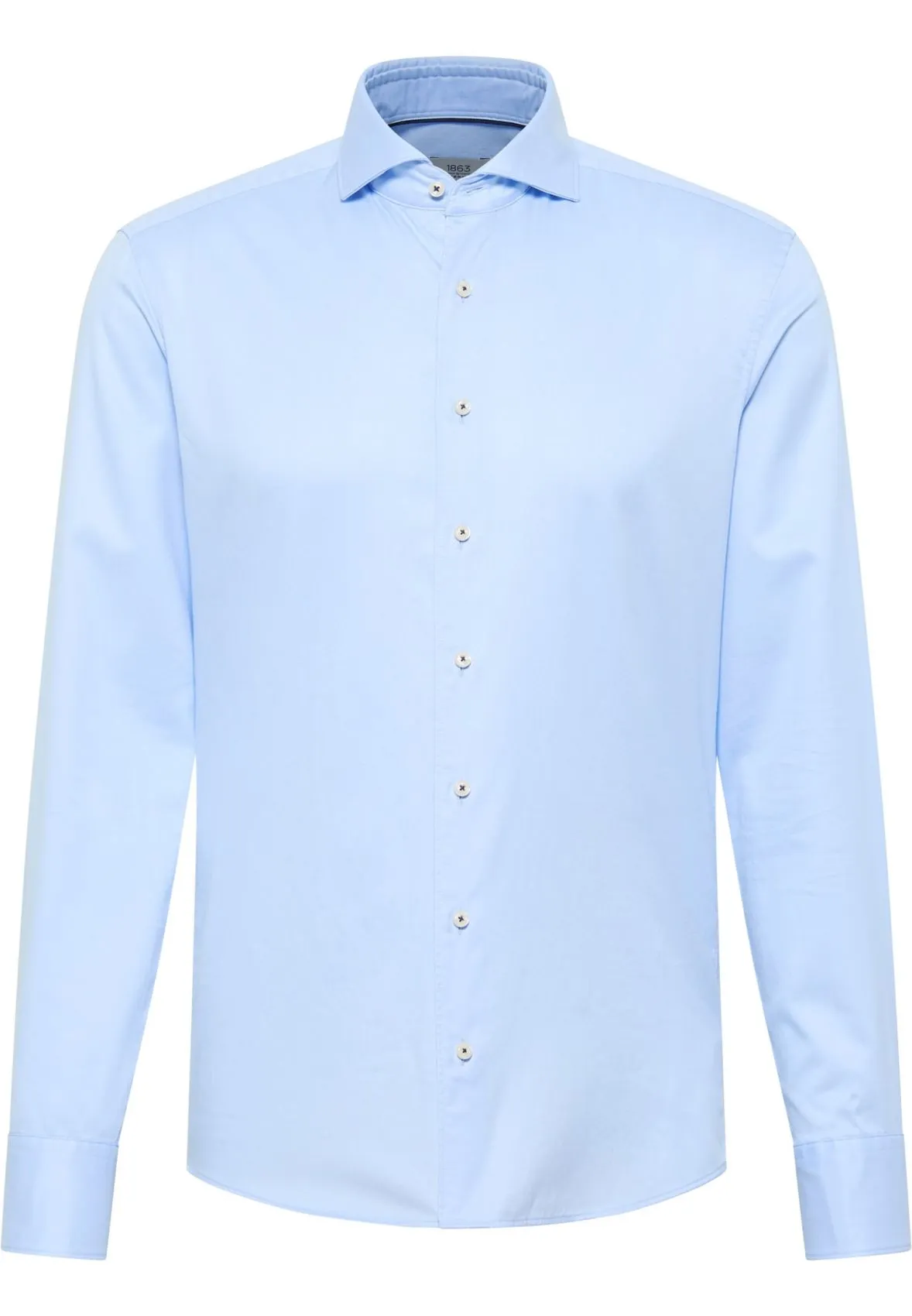 Camicia eterna slim fit celeste in cotone twill ritorto