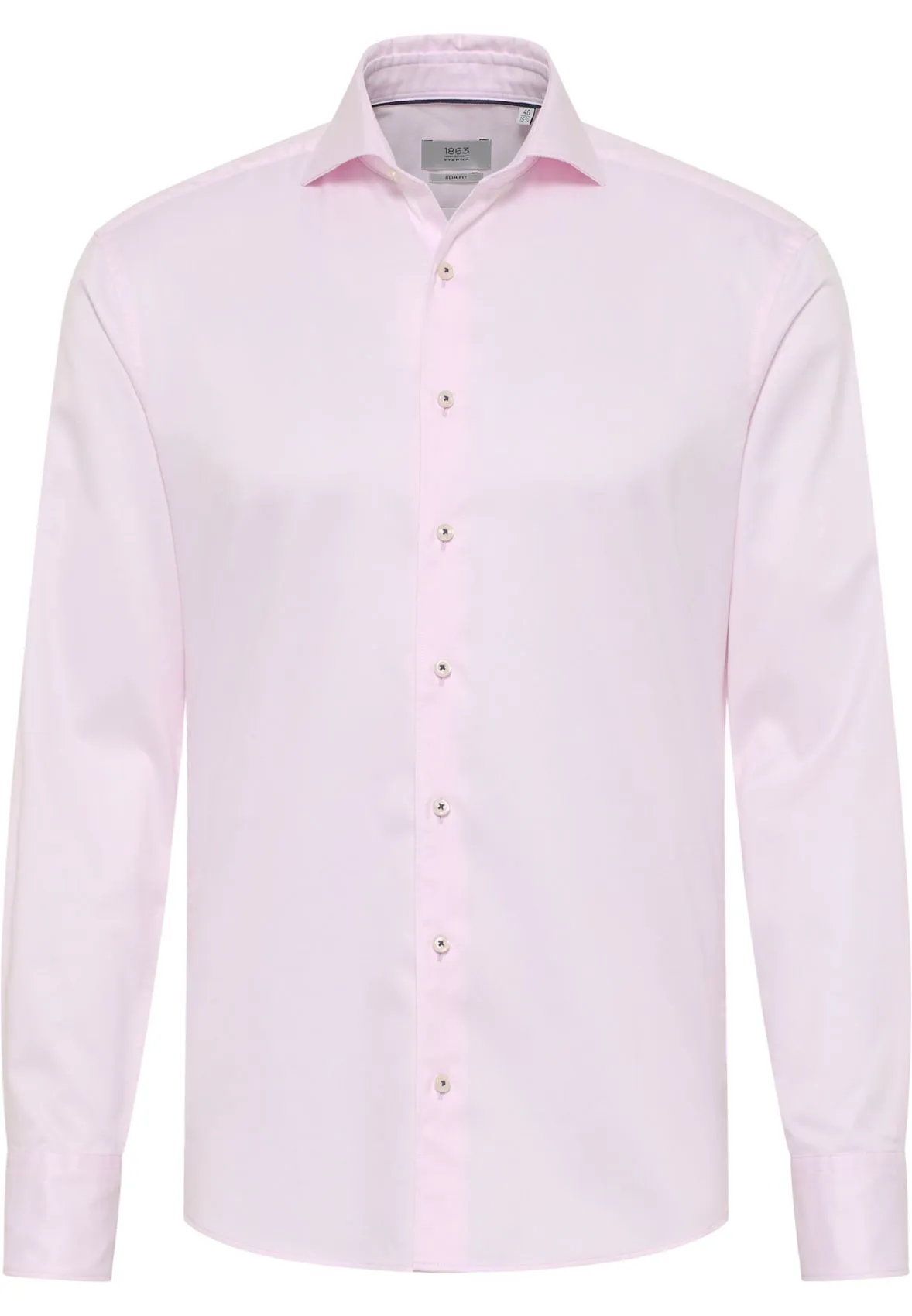Camicia eterna slim fit rosa chiaro in cotone twill ritorto