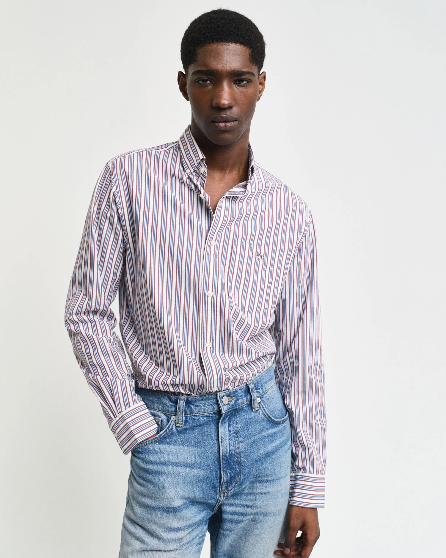 Camicia in popeline a righe regular fit    