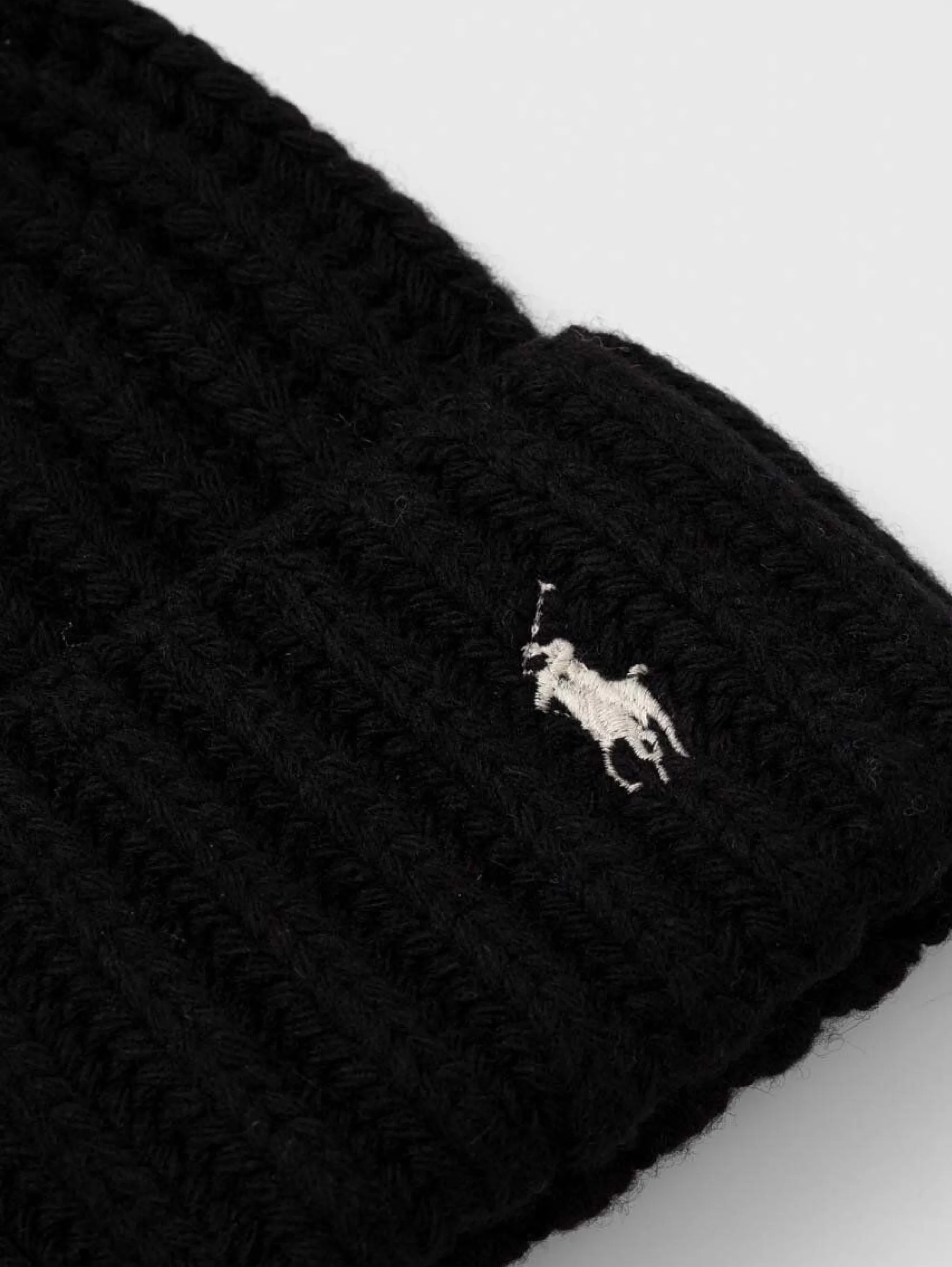 Cappello con Pompon e Ricamo Pony Nero