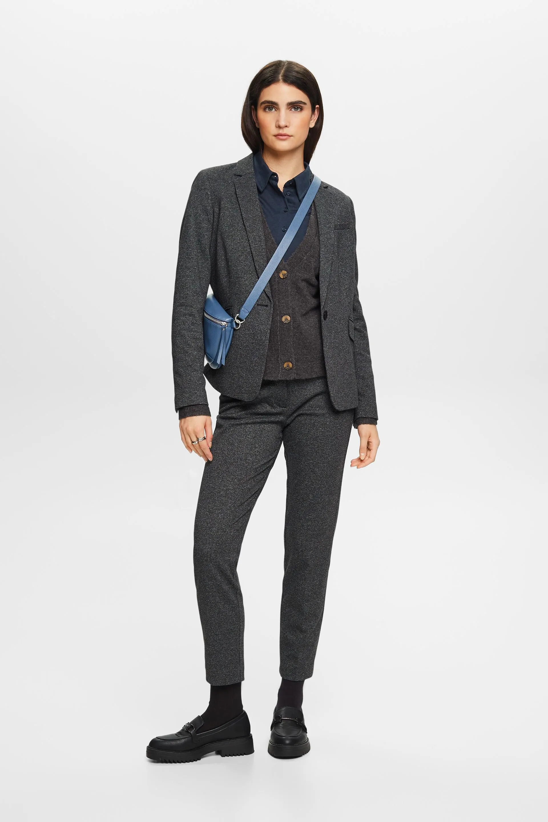 Cardigan a V con bottoni, misto lana