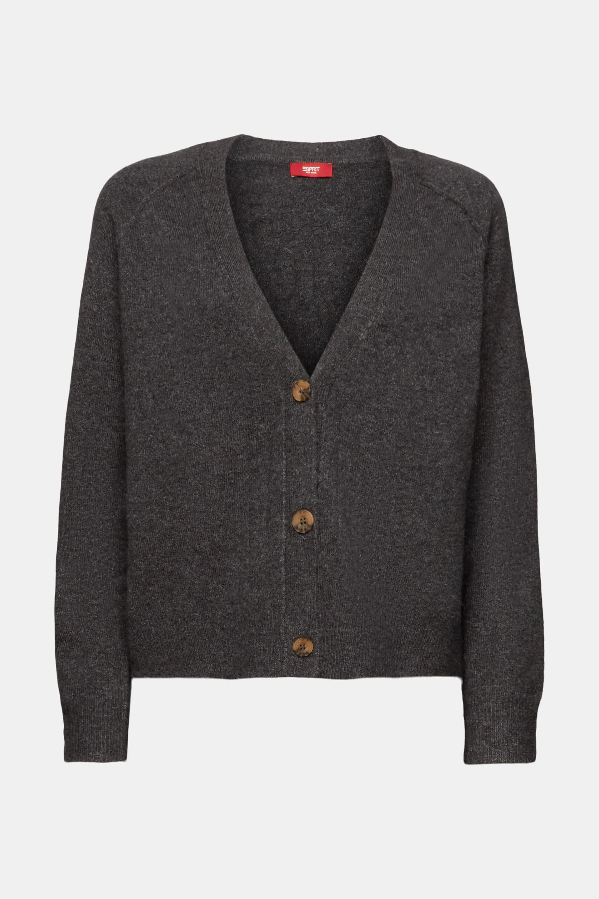Cardigan a V con bottoni, misto lana