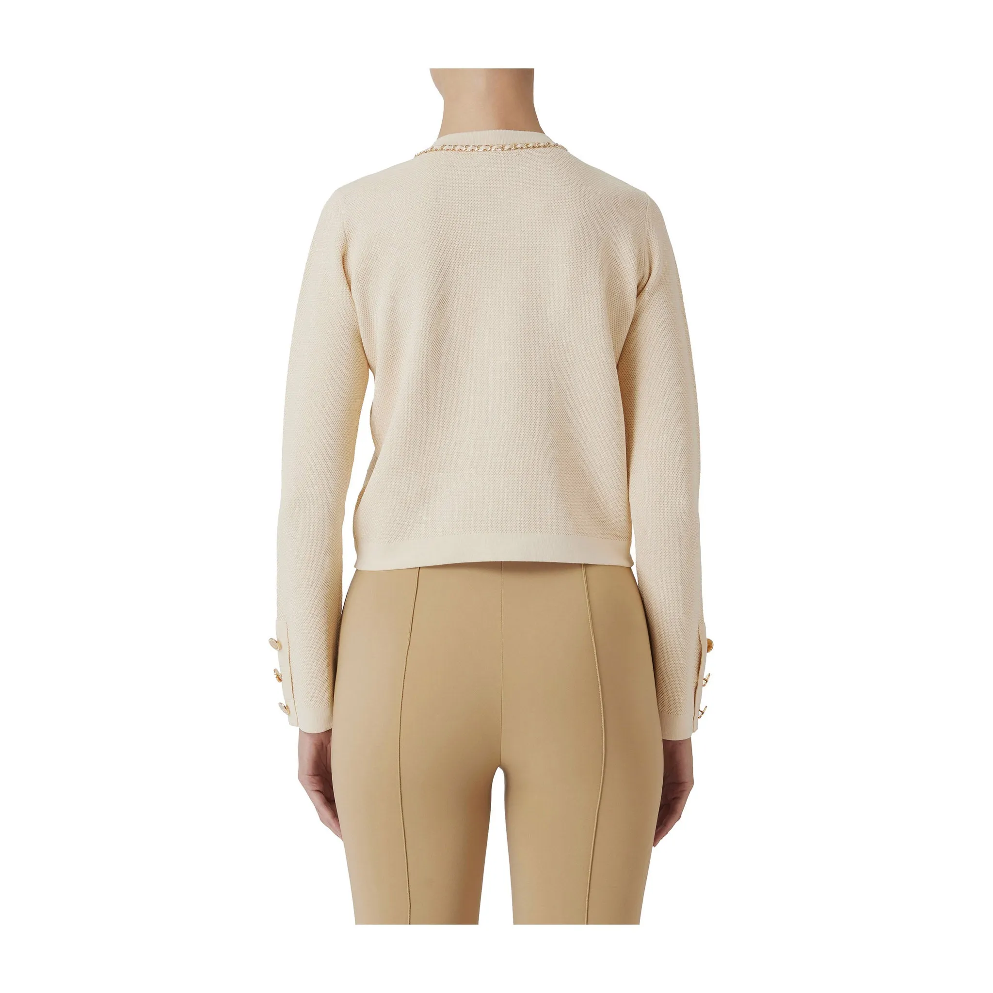 Cardigan Donna Avorio con catena