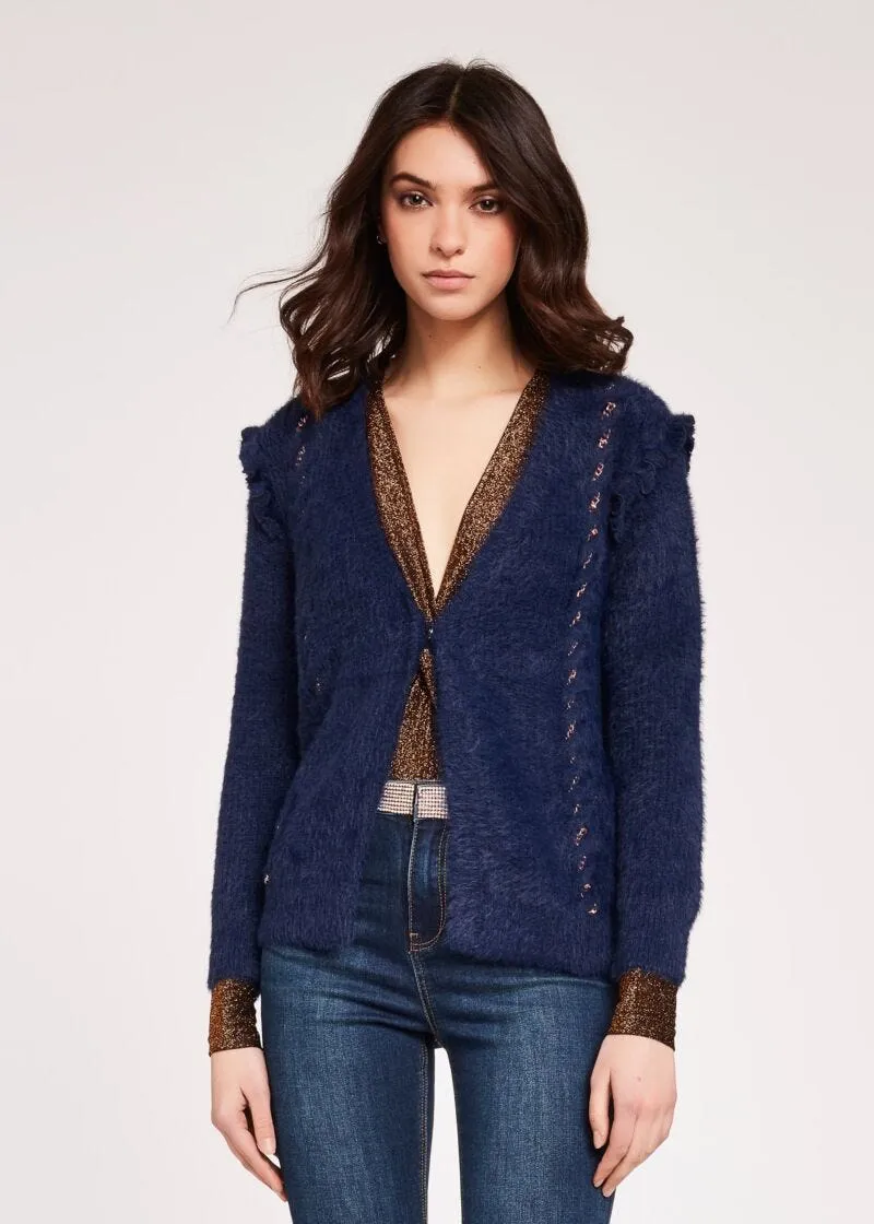 Cardigan effetto pelliccia
