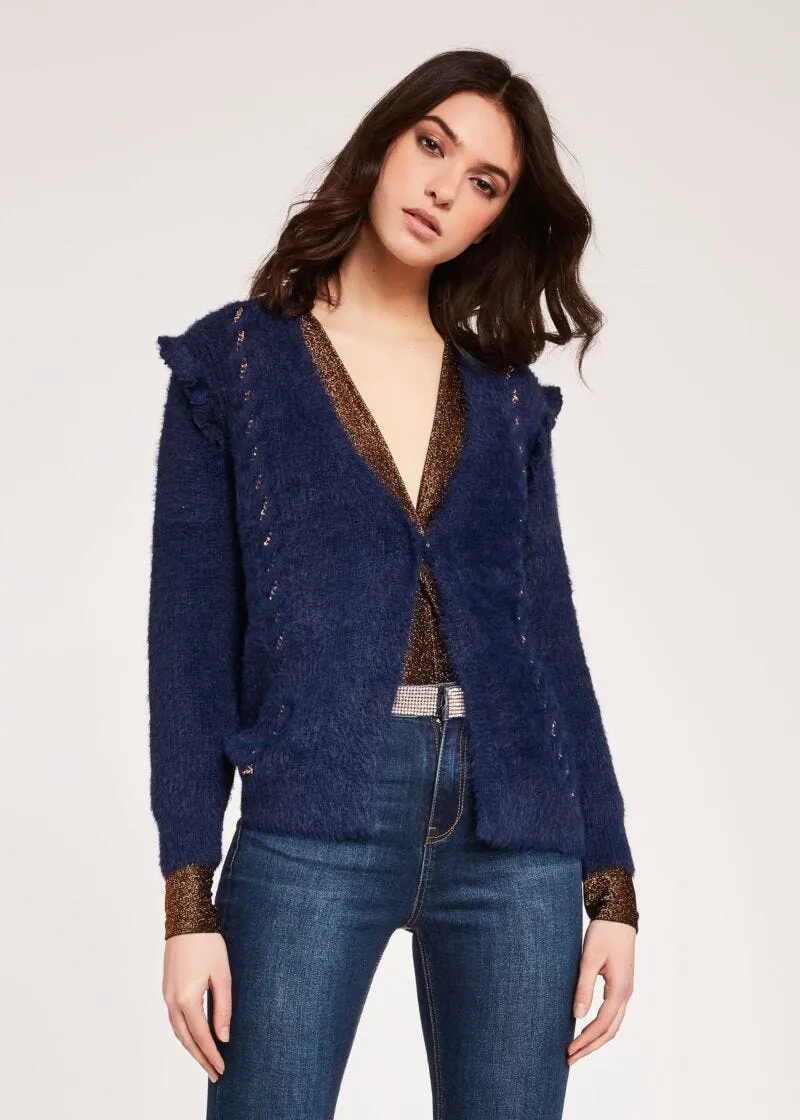 Cardigan effetto pelliccia