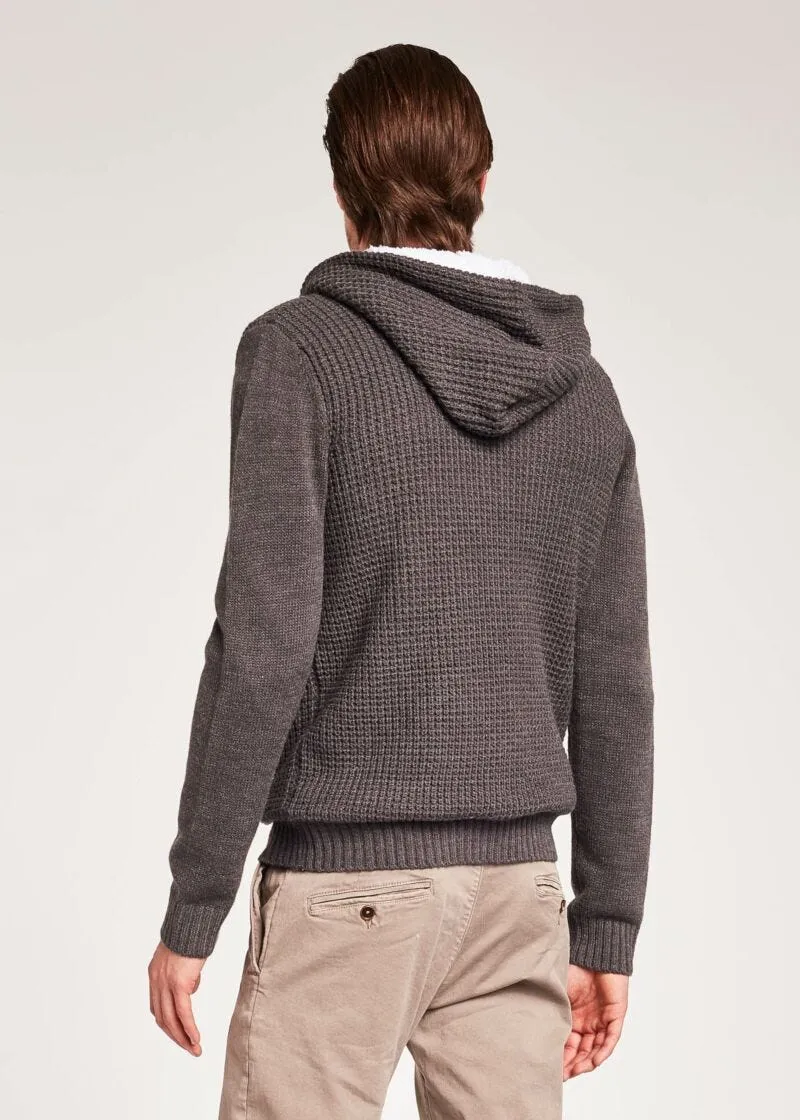 Cardigan in misto lana con cappuccio