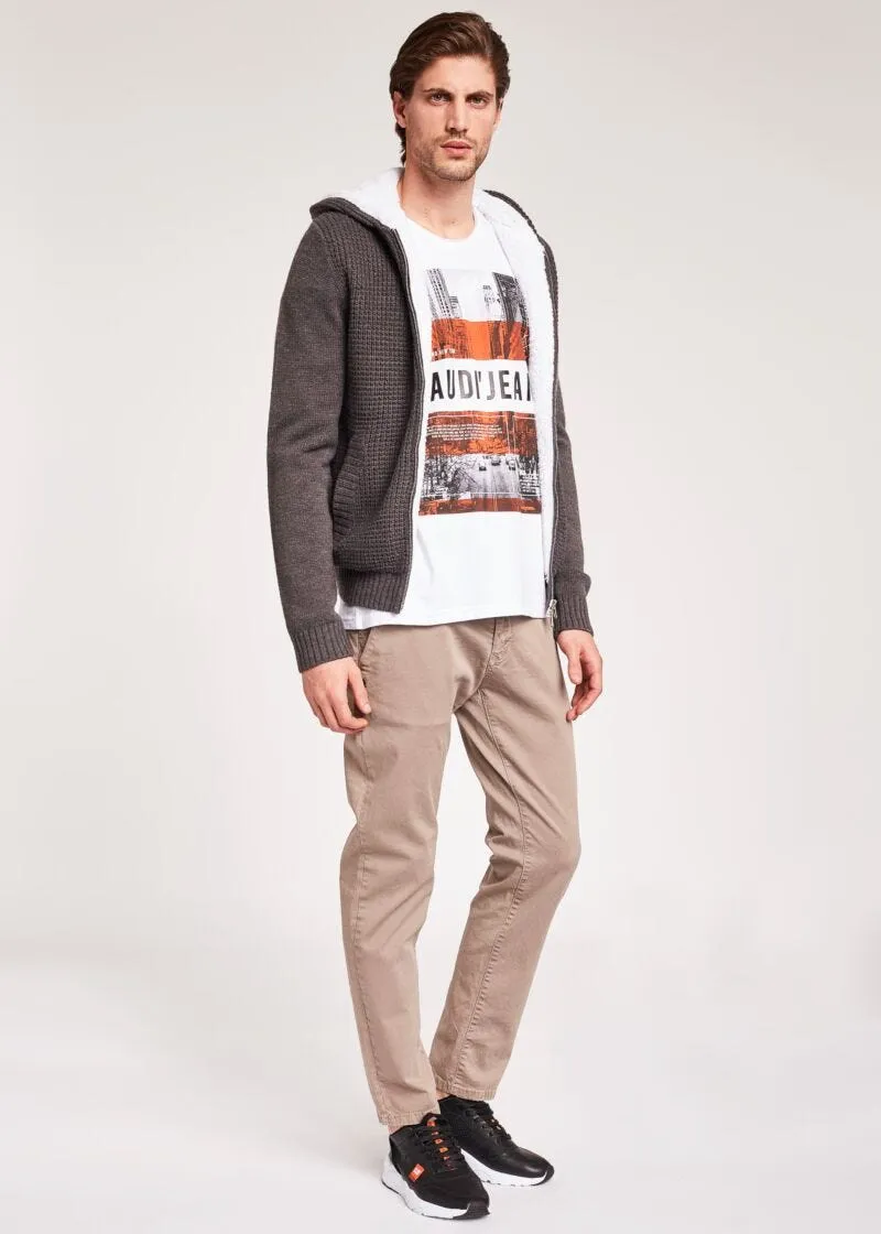 Cardigan in misto lana con cappuccio
