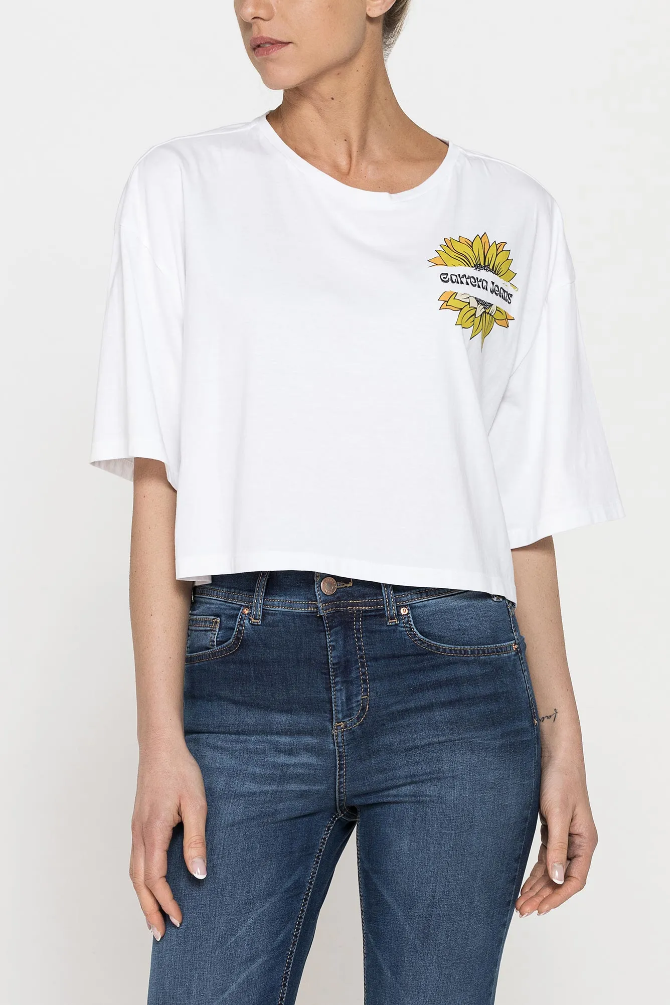 Carrera  ---------    ------------T-shirt corta girocollo con grafica a petto - bianco