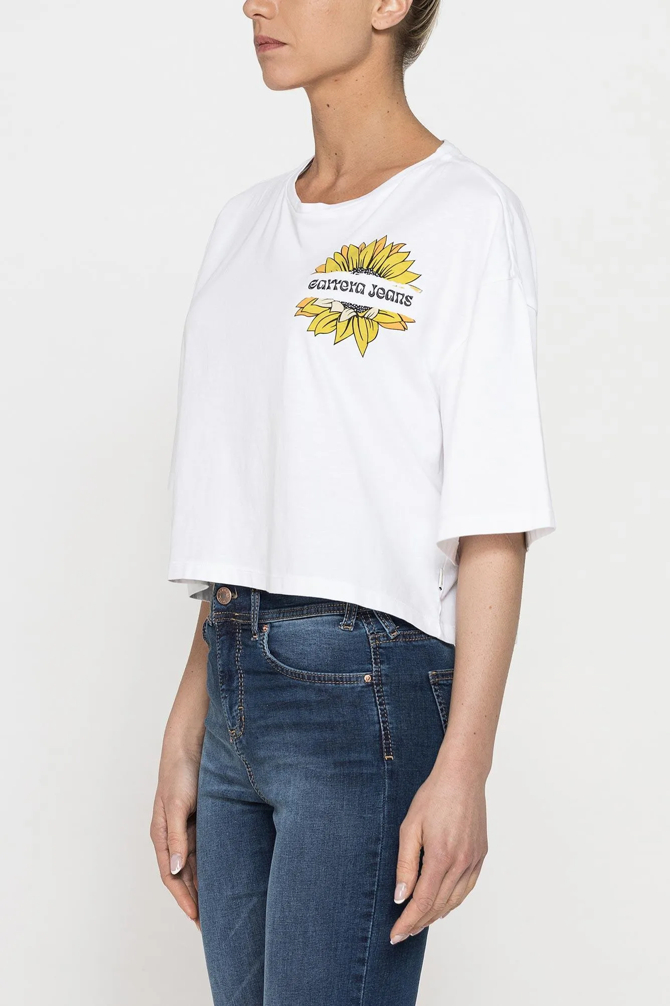 Carrera  ---------    ------------T-shirt corta girocollo con grafica a petto - bianco