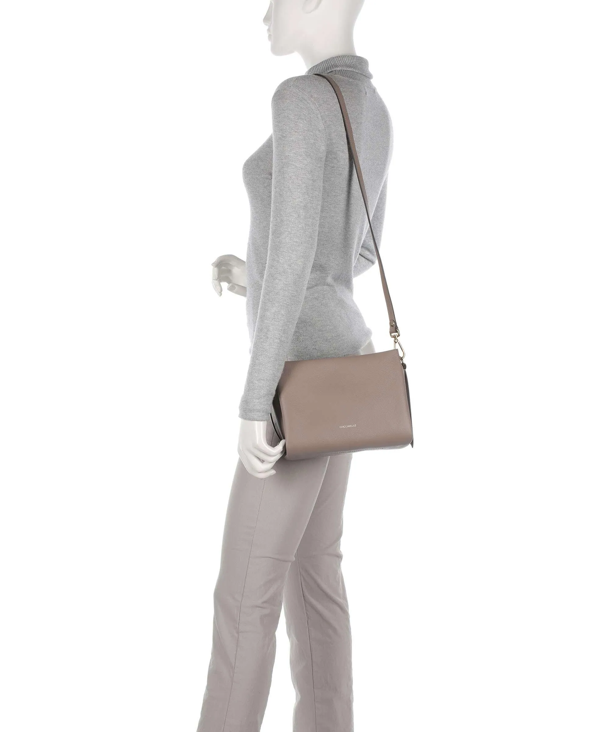  Coccinelle Boheme Grana Double Borsa a mano pelle granulata taupe  