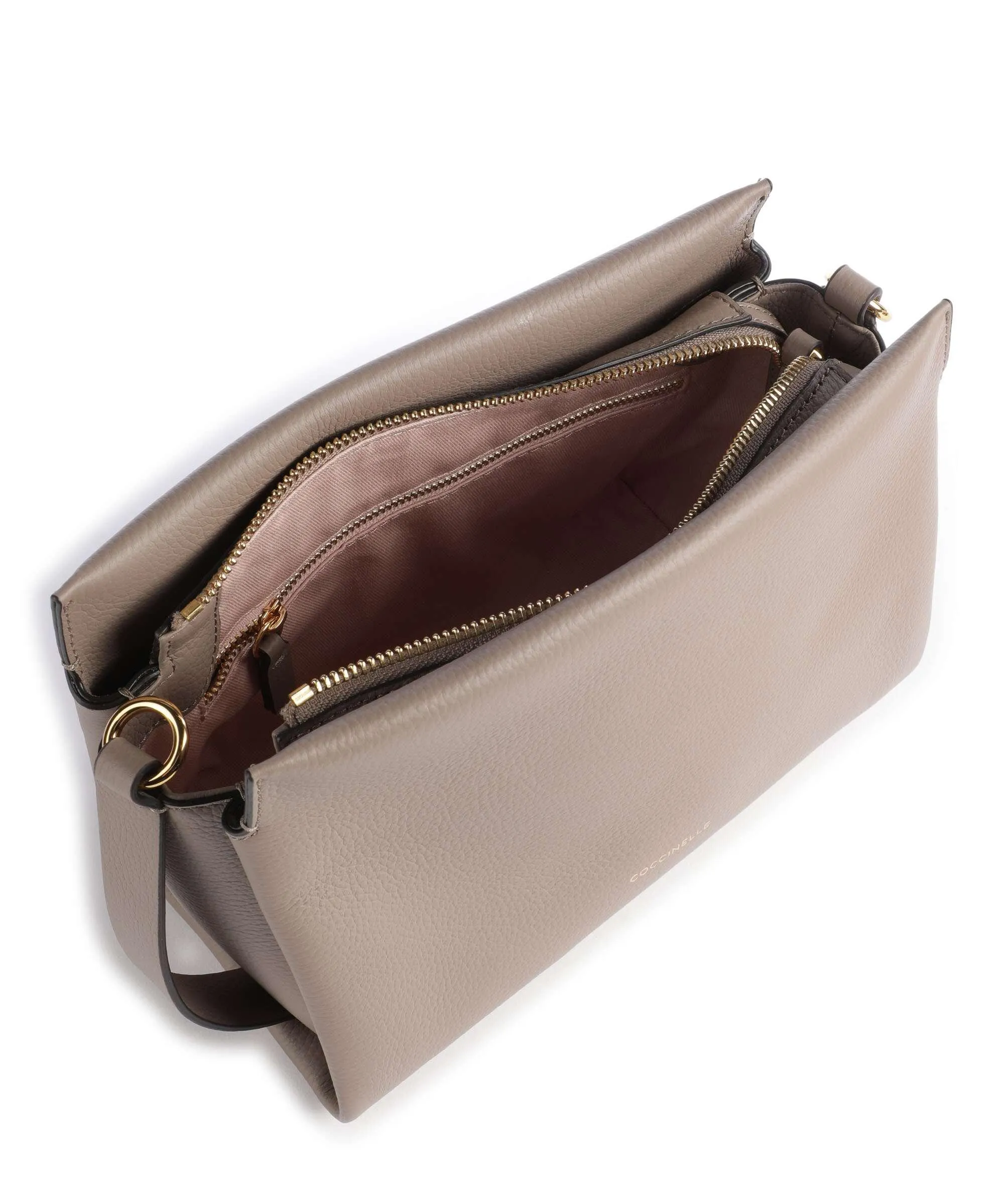  Coccinelle Boheme Grana Double Borsa a mano pelle granulata taupe  
