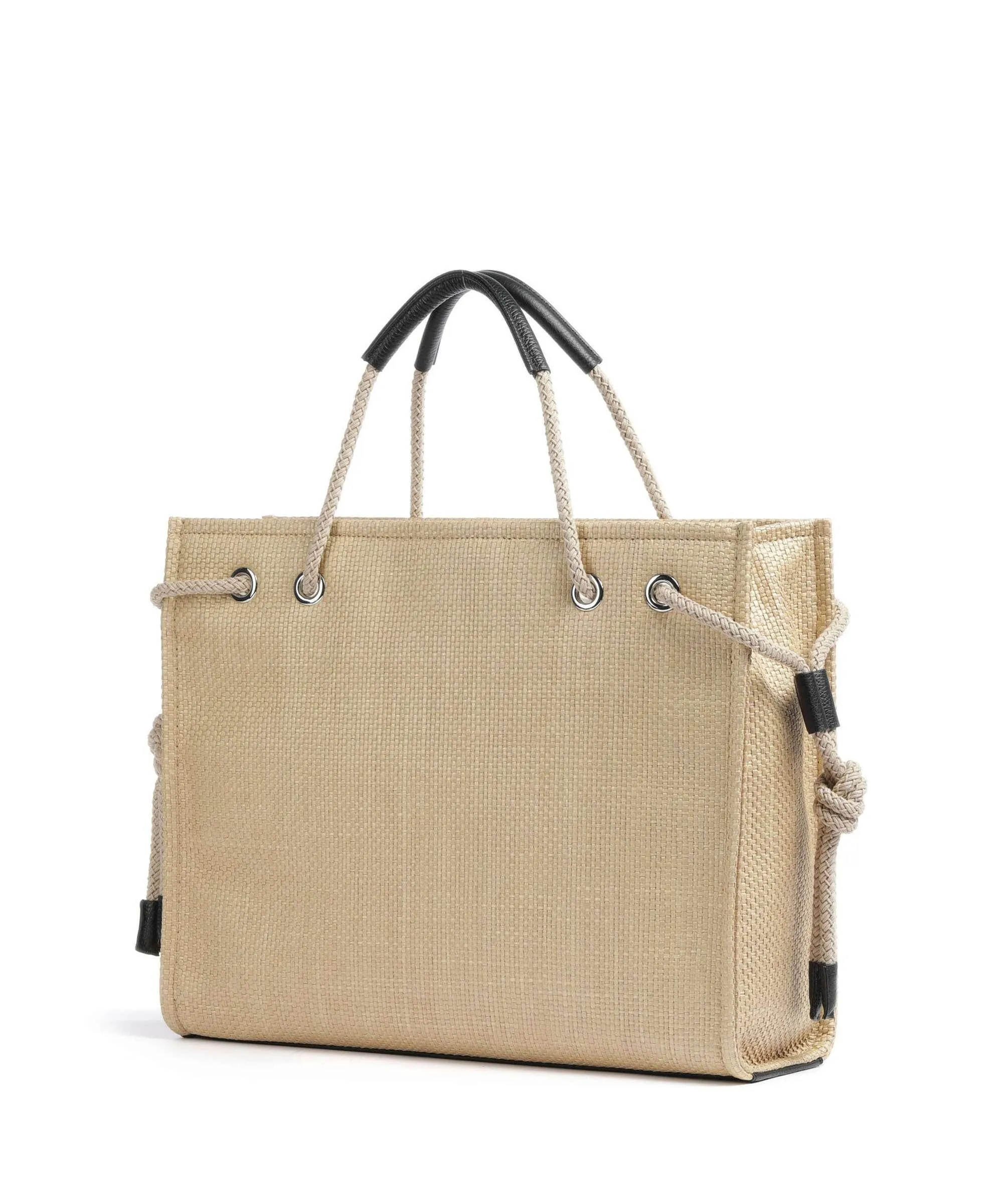  Coccinelle Never Without Bag Straw Logo Print Borsa shopper libro natura  