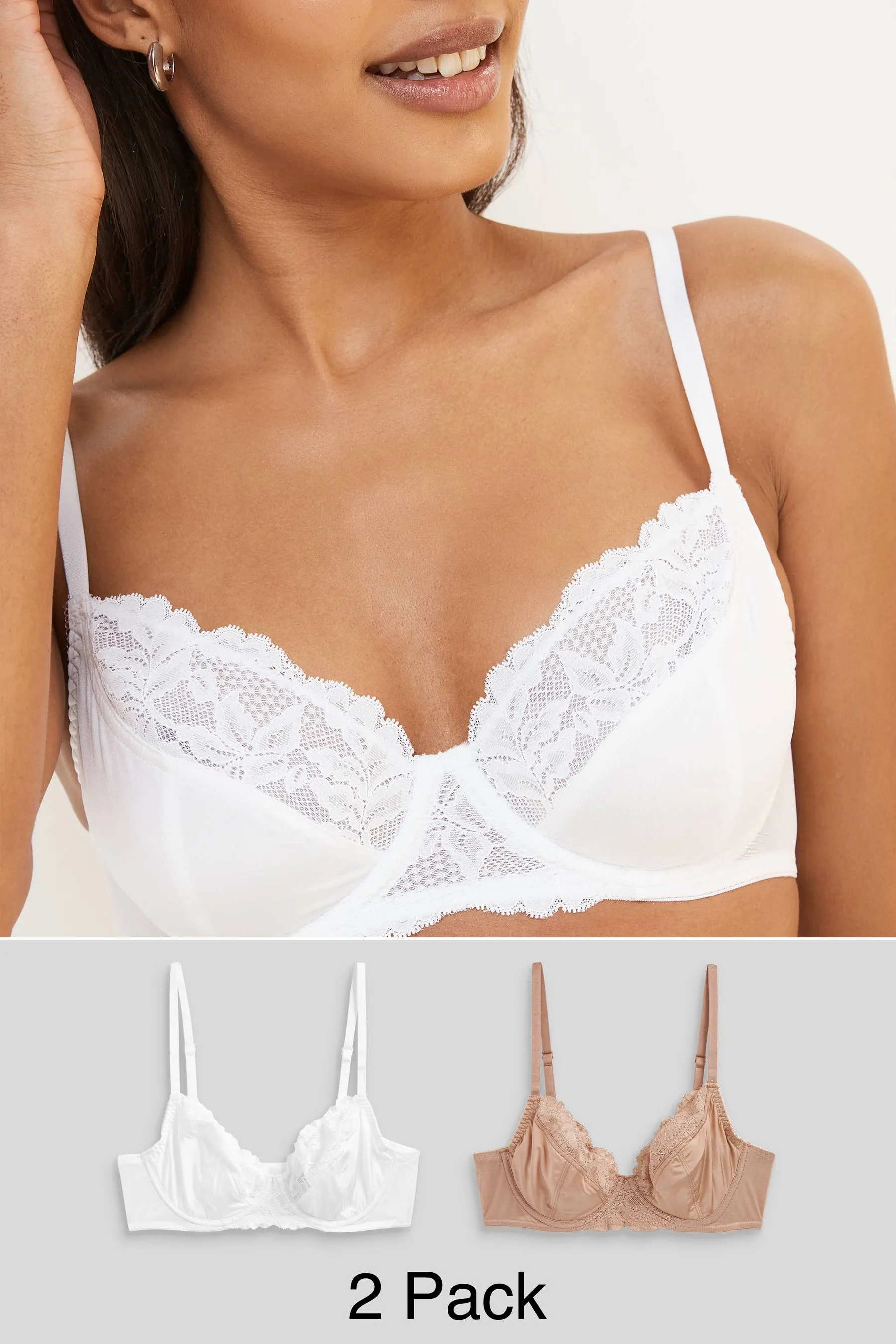 Confezione da 2 reggiseni a coppa intera non imbottiti -