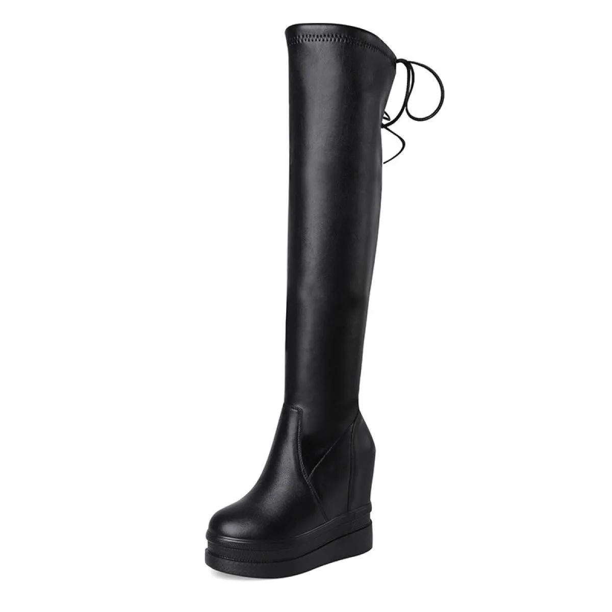 Designer Autunno Nuove donne Stivali sopra il ginocchio elasticizzati Scarpe da festa Stivali Zeppe invernali Tacchi alti Donna
