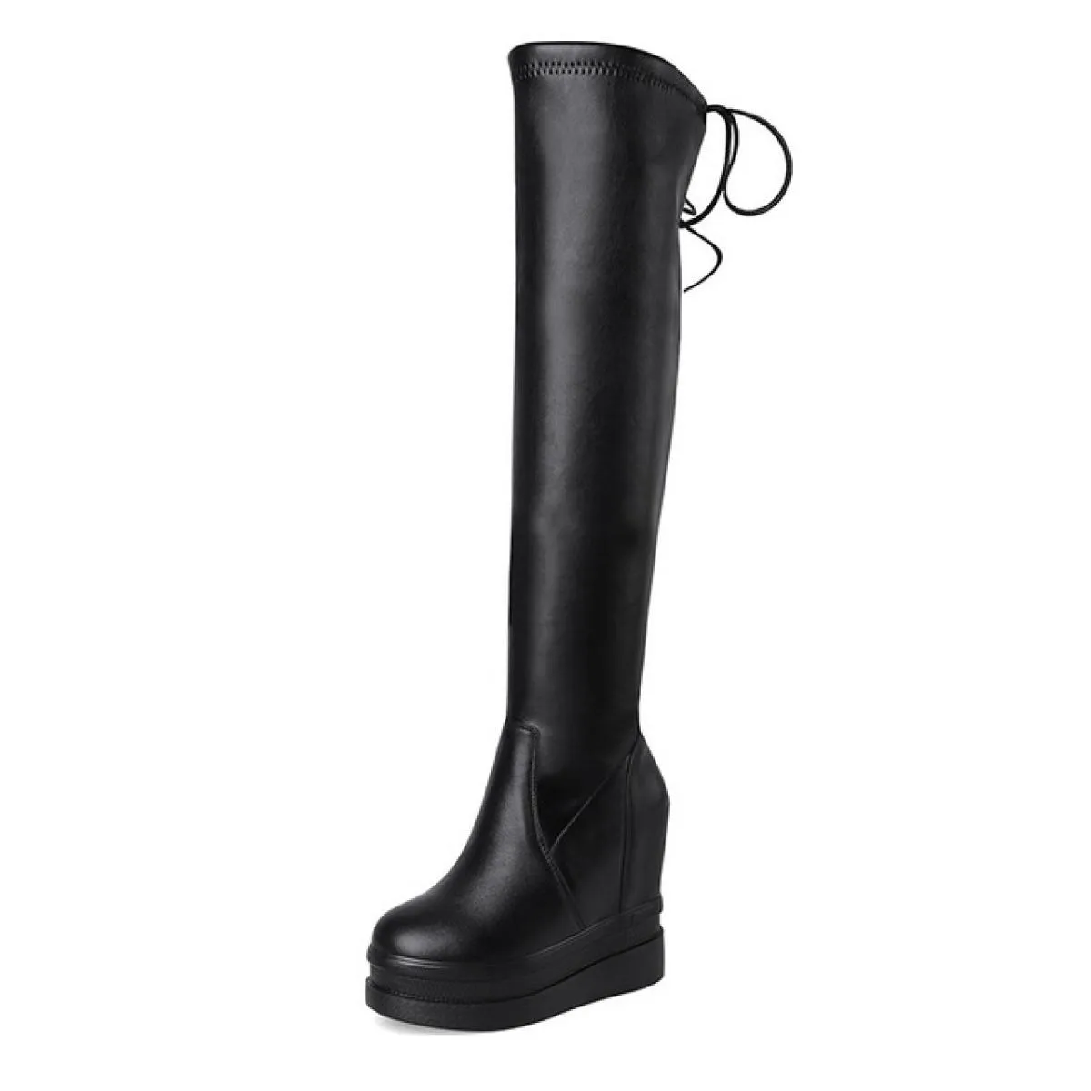 Designer Autunno Nuove donne Stivali sopra il ginocchio elasticizzati Scarpe da festa Stivali Zeppe invernali Tacchi alti Donna