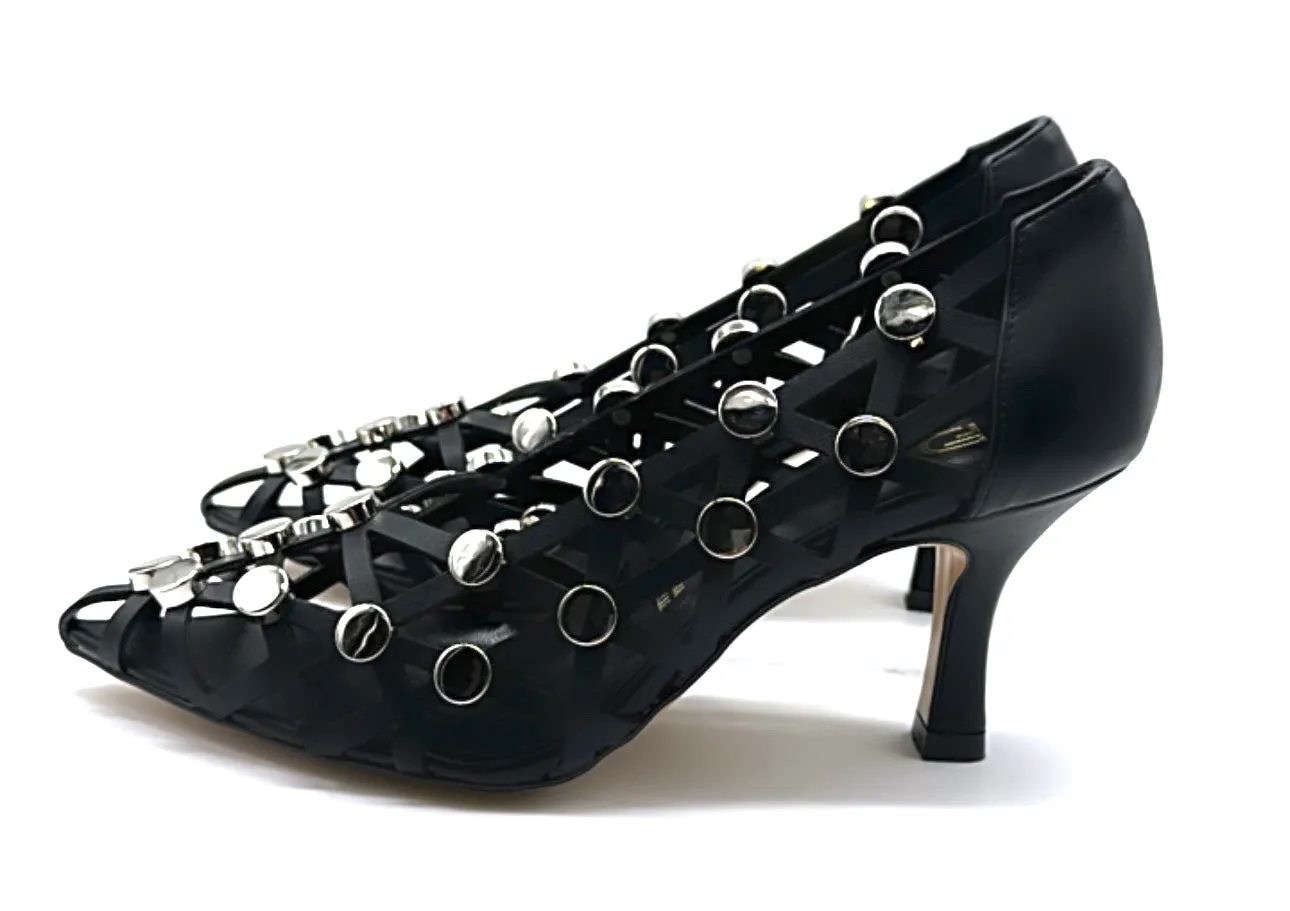 Divine Follie - Décolleté in pelle Black con borchie