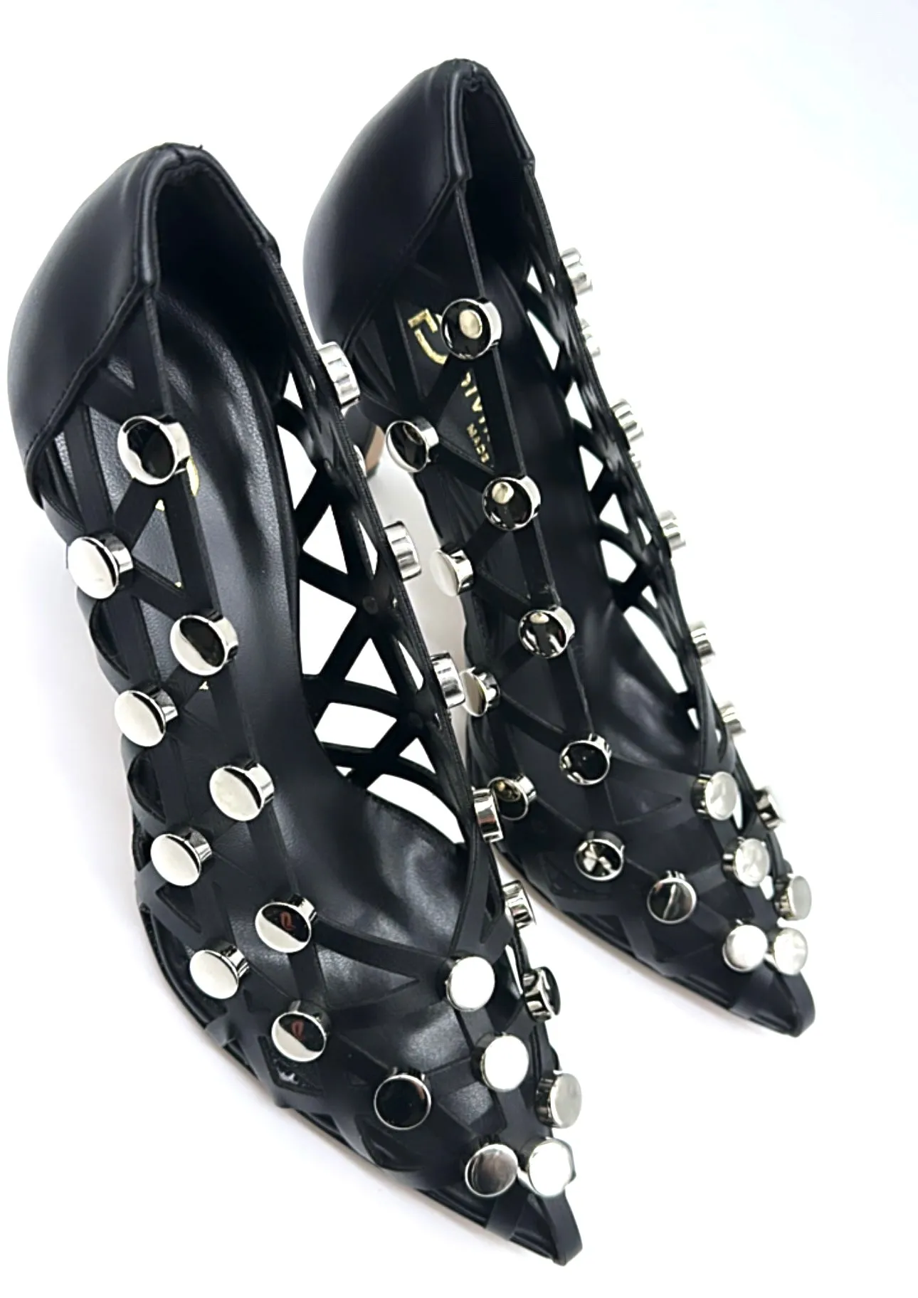 Divine Follie - Décolleté in pelle Black con borchie
