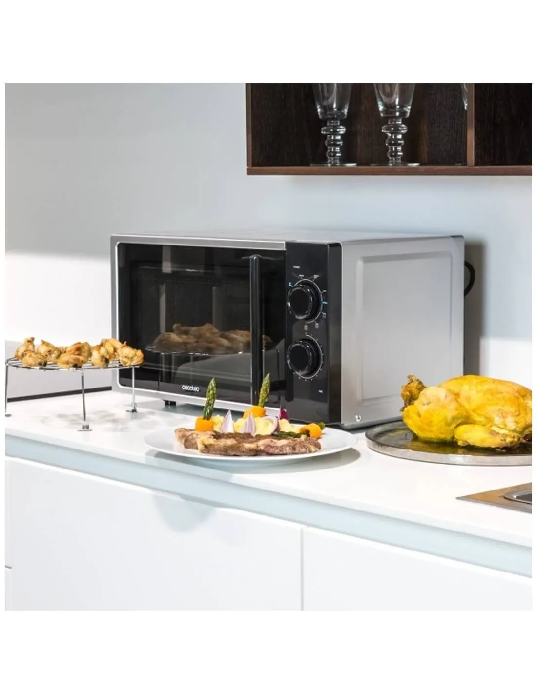 Forno a Microonde Argentato con Grill