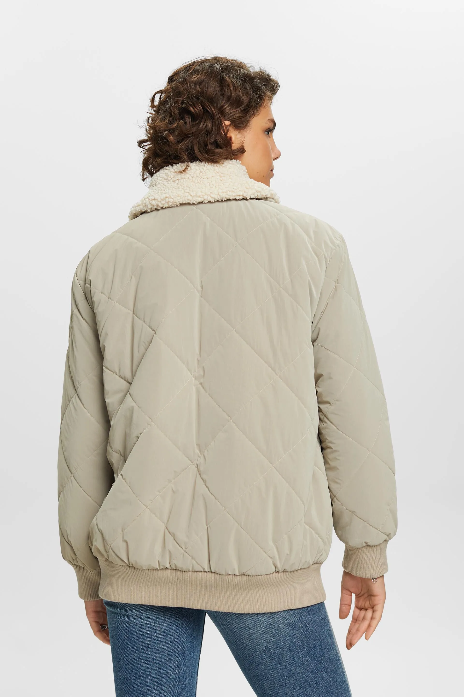 Giacca bomber imbottita con pelliccia teddy