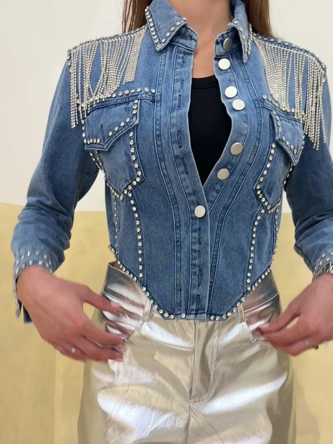 Giacca di jeans con strass