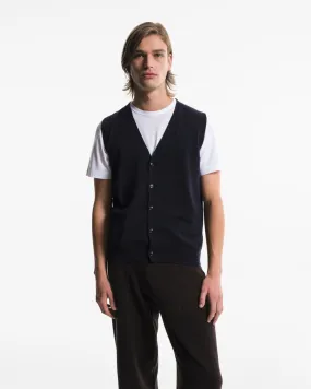 Gilet con bottoni in puro Cashmere blu