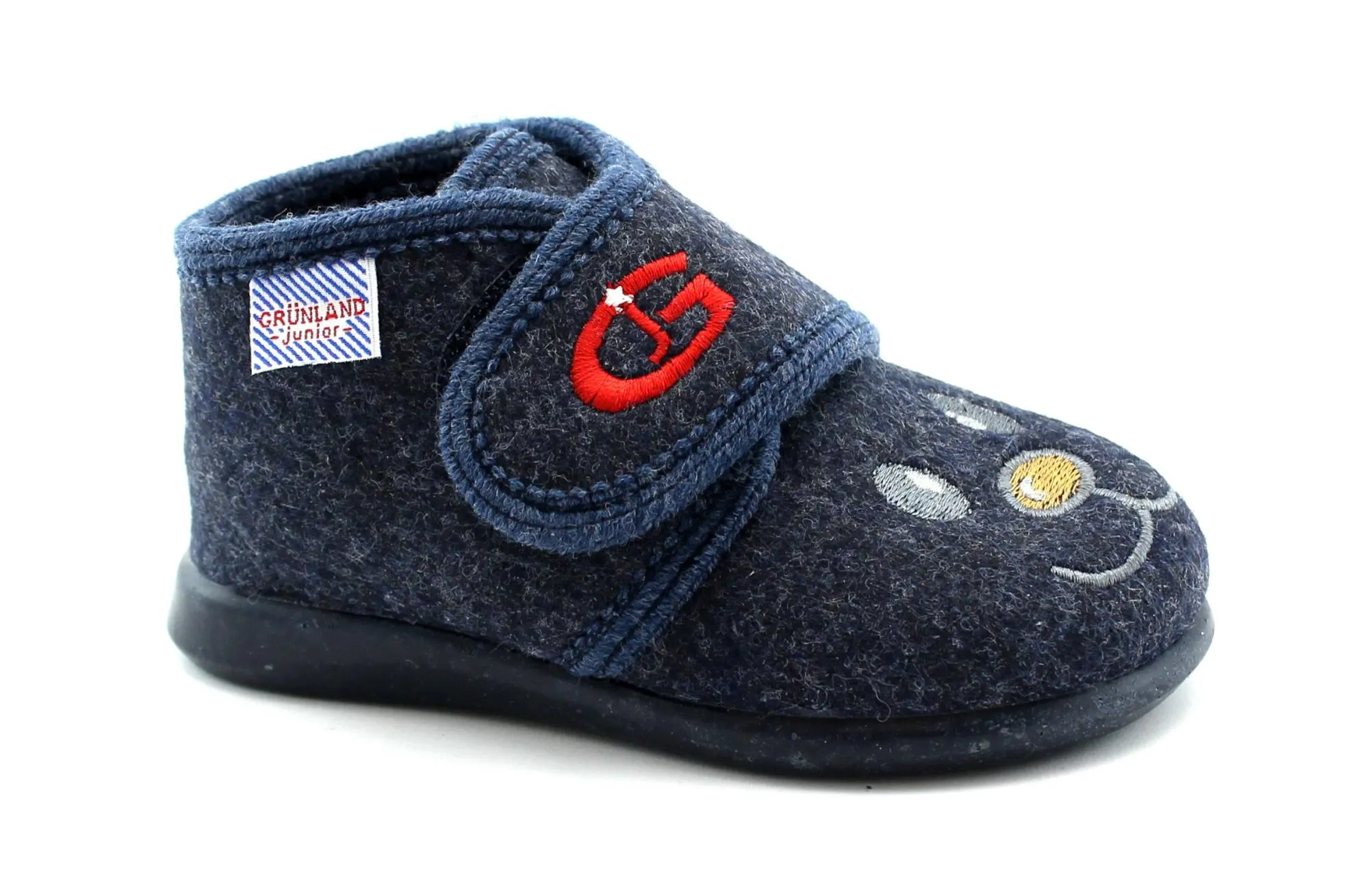 GRUNLAND DALY PA0579 blu scarpe bambino pantofole feltro strappo