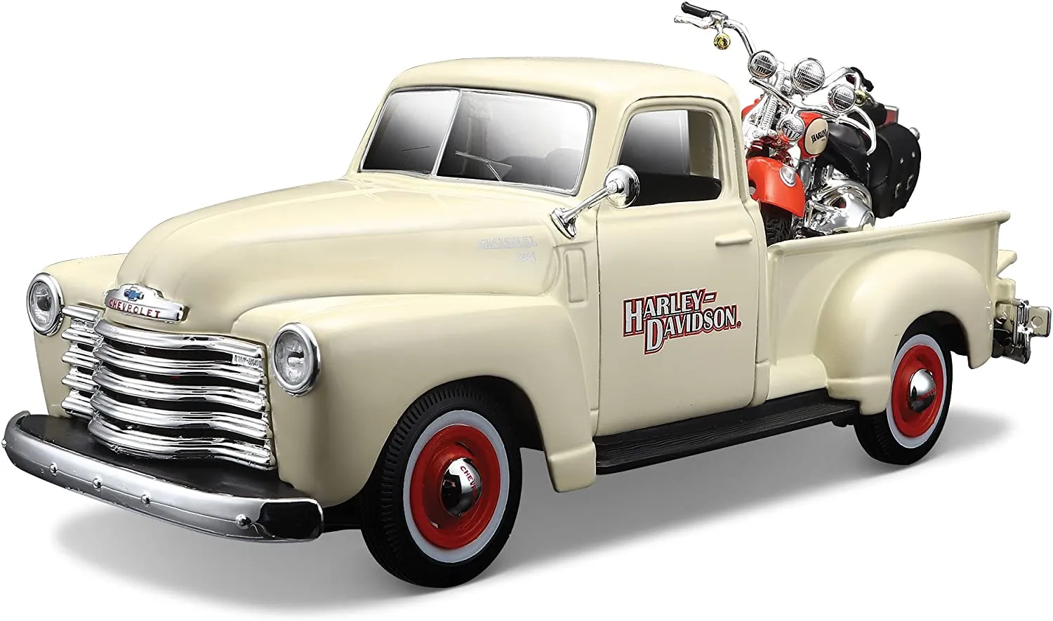 Harley-Davidson Chevrolet 3100 Pickup con FLSTS scala 1/24 ref. 32194