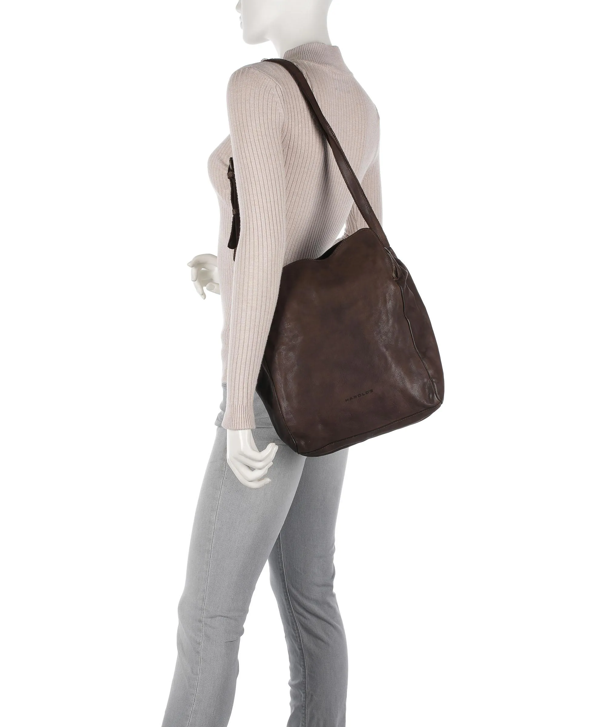  Harold's Submarine Borsa hobo pelle granulata marrone scuro  