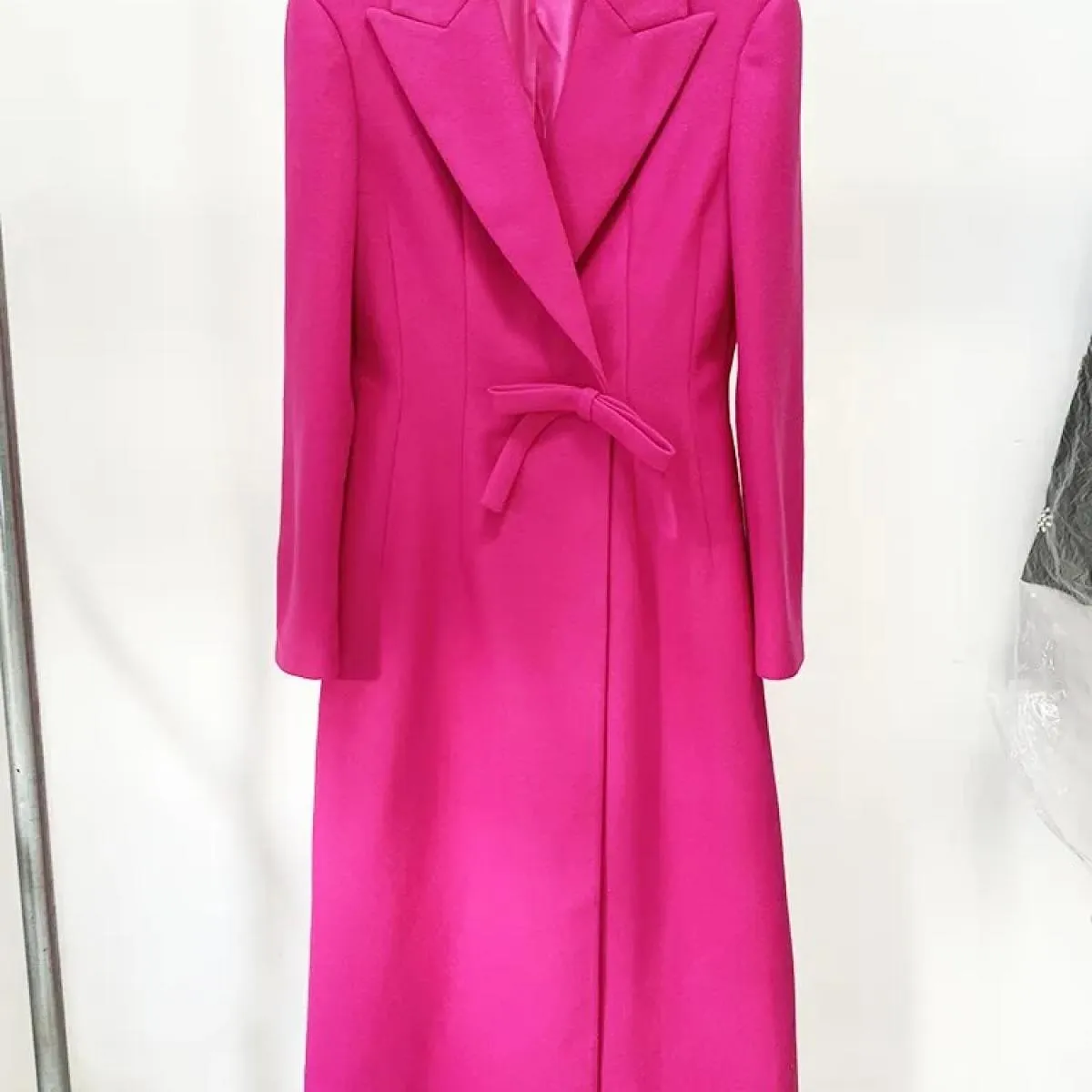 High Street Newest 2023 Autunno Inverno Fashion Designer Soprabito da donna Slim Fit Fiocco Misto lana Cappotto lungo