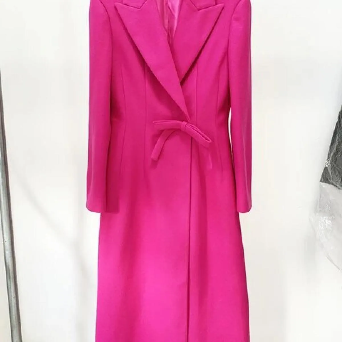 High Street Newest 2023 Autunno Inverno Fashion Designer Soprabito da donna Slim Fit Fiocco Misto lana Cappotto lungo