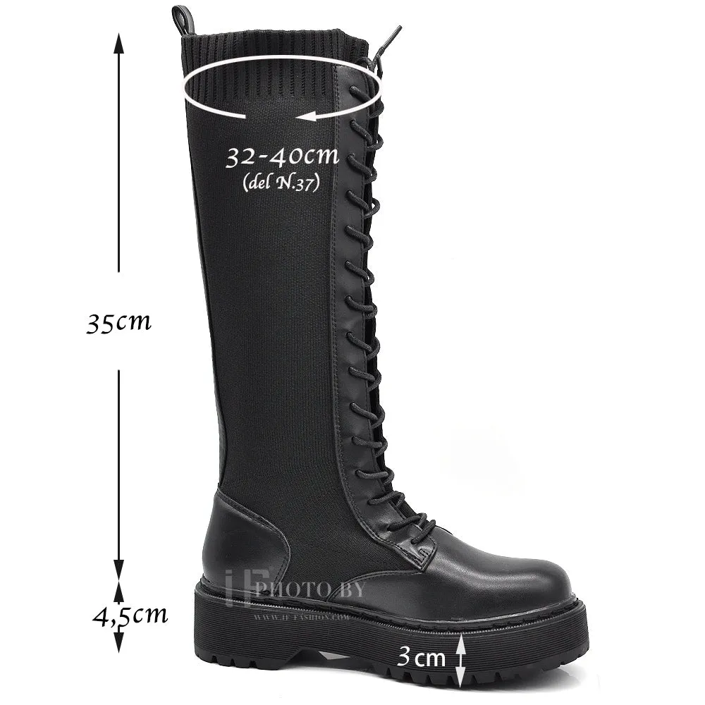 IF Fashion Anfibi Combat Stivali Alti Da Donna Platformo Elasticizzato Traspiranti 1329